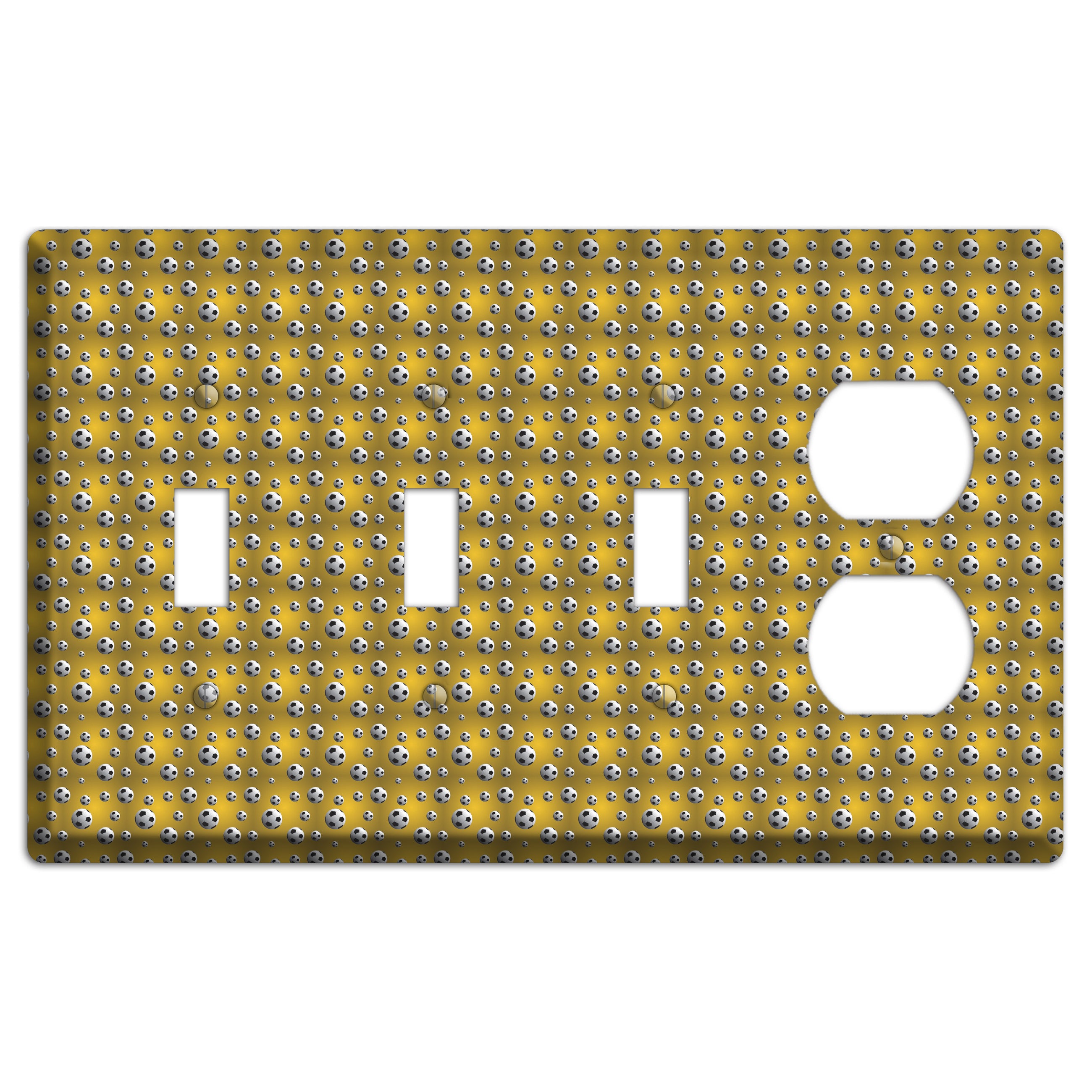 Yellow with Soccer Balls 3 Toggle / Duplex Wallplate
