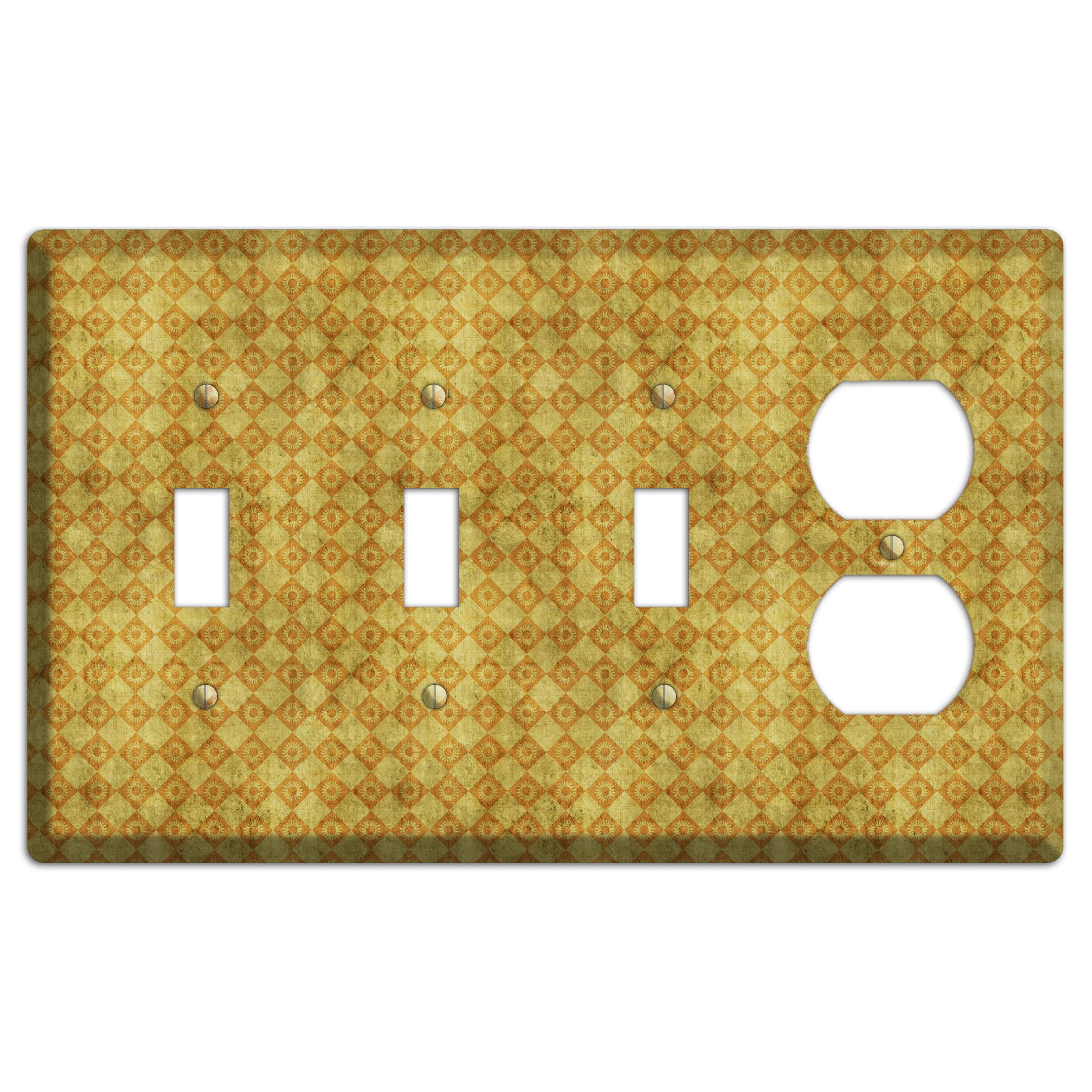 Mustard Diamond Circles 3 Toggle / Duplex Wallplate