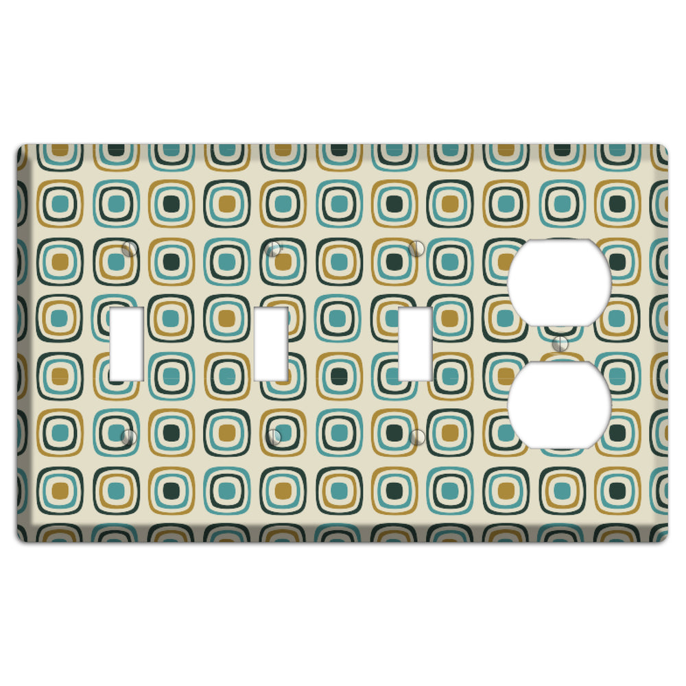 Yellow and Blue Rounded Squares 3 Toggle / Duplex Wallplate