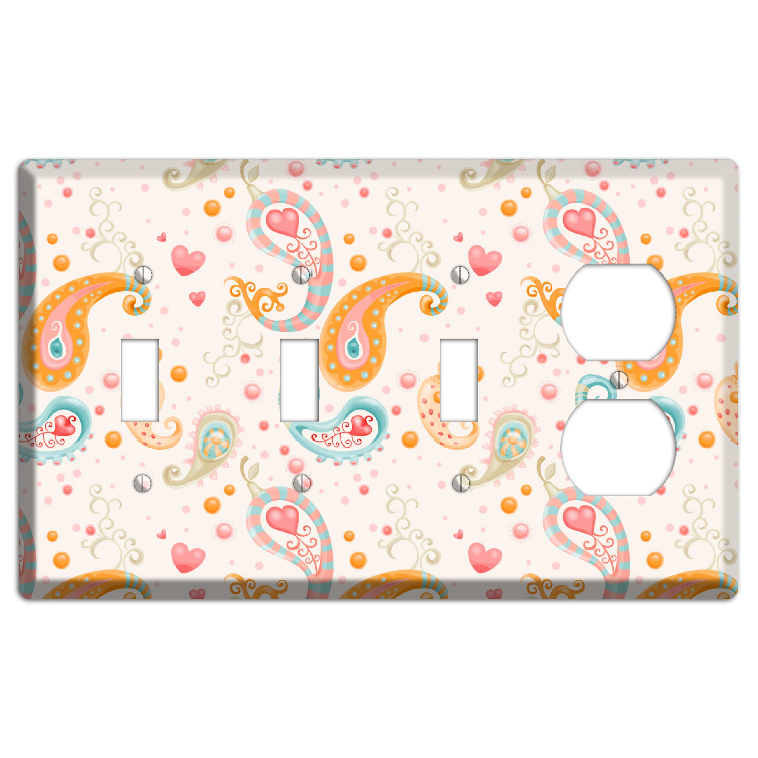 Multi Color Paisley 3 Toggle / Duplex Wallplate