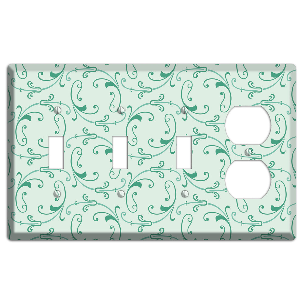 Aqua Victorian Sprig 3 Toggle / Duplex Wallplate
