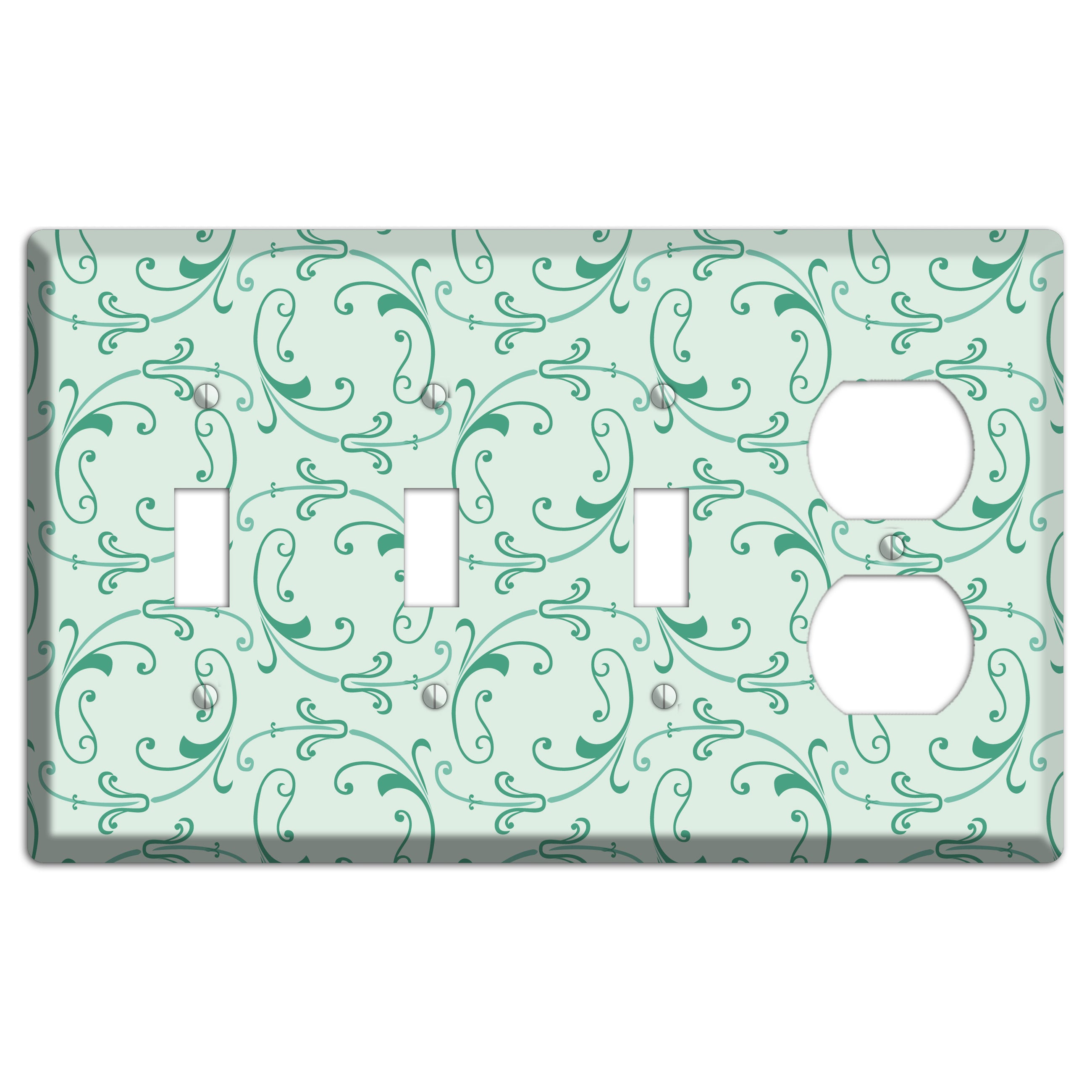 Aqua Victorian Sprig 3 Toggle / Duplex Wallplate