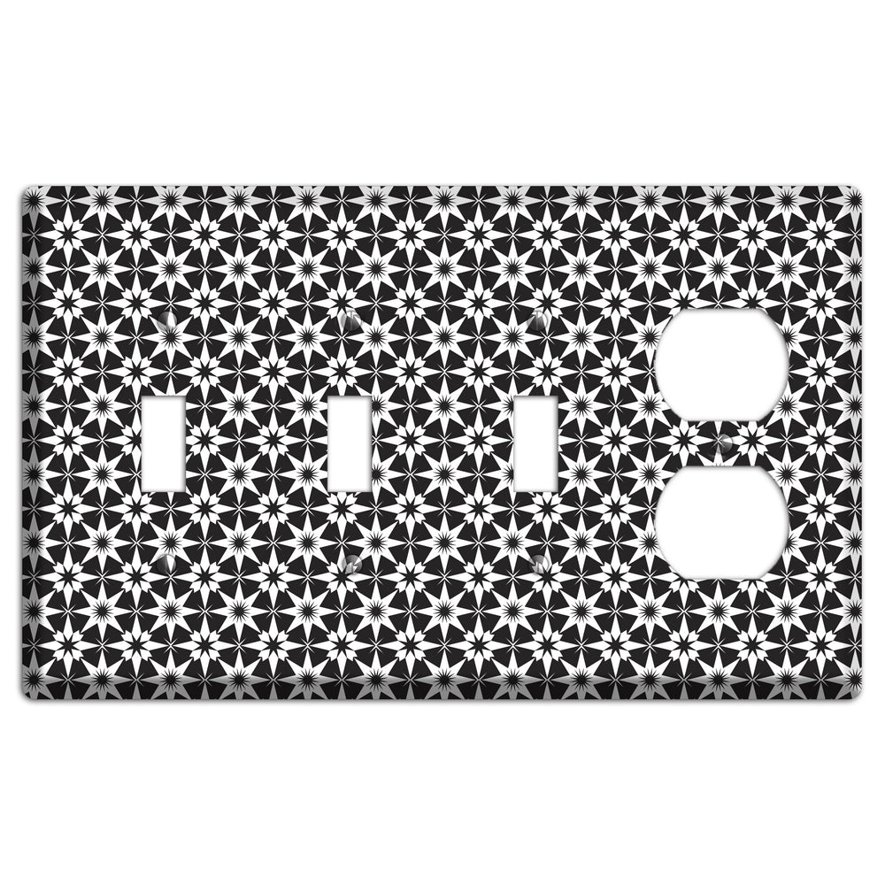 Black with White Foulard 3 Toggle / Duplex Wallplate