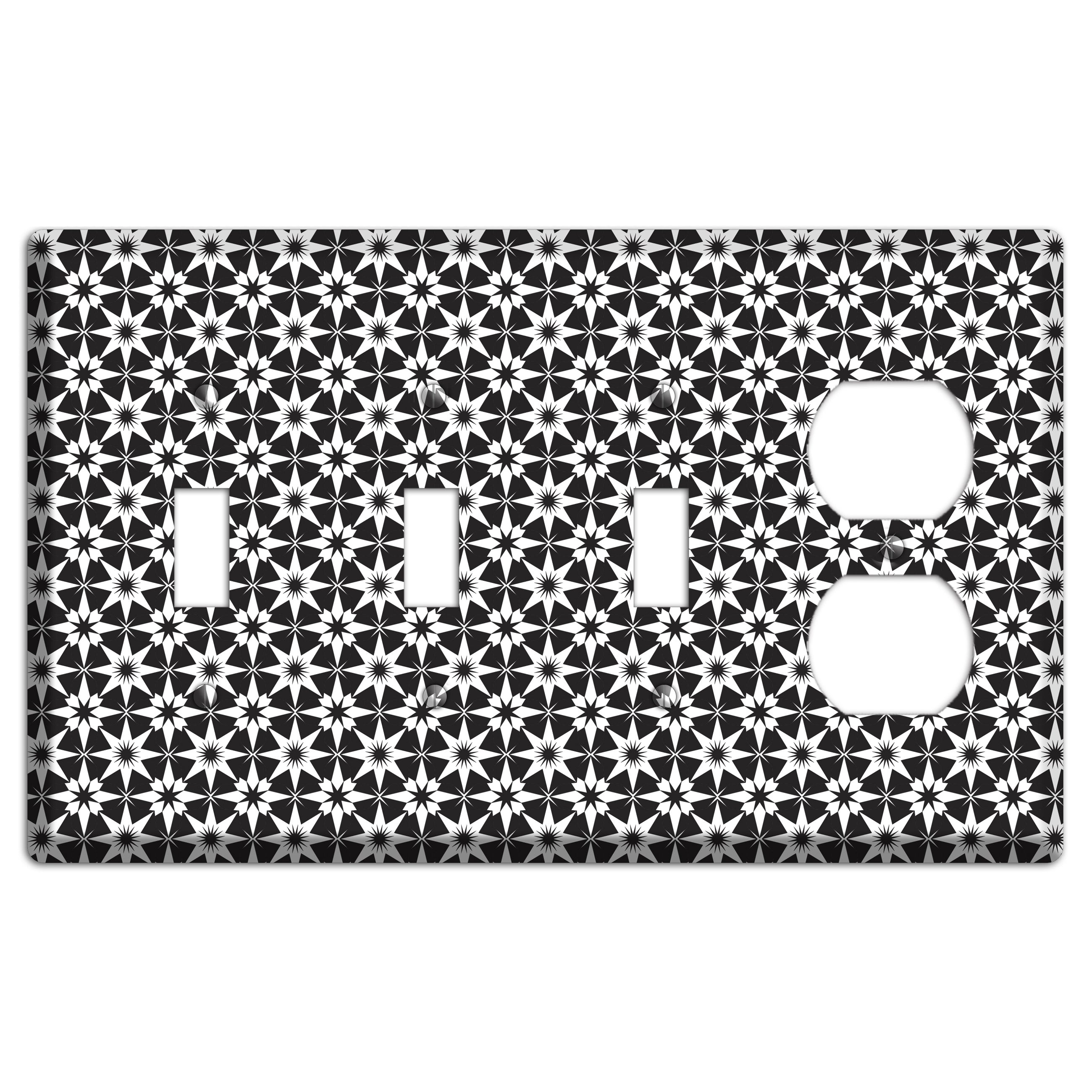 Black with White Foulard 3 Toggle / Duplex Wallplate