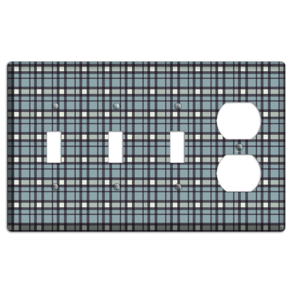 Dusty Blue Plaid 3 Toggle / Duplex Wallplate
