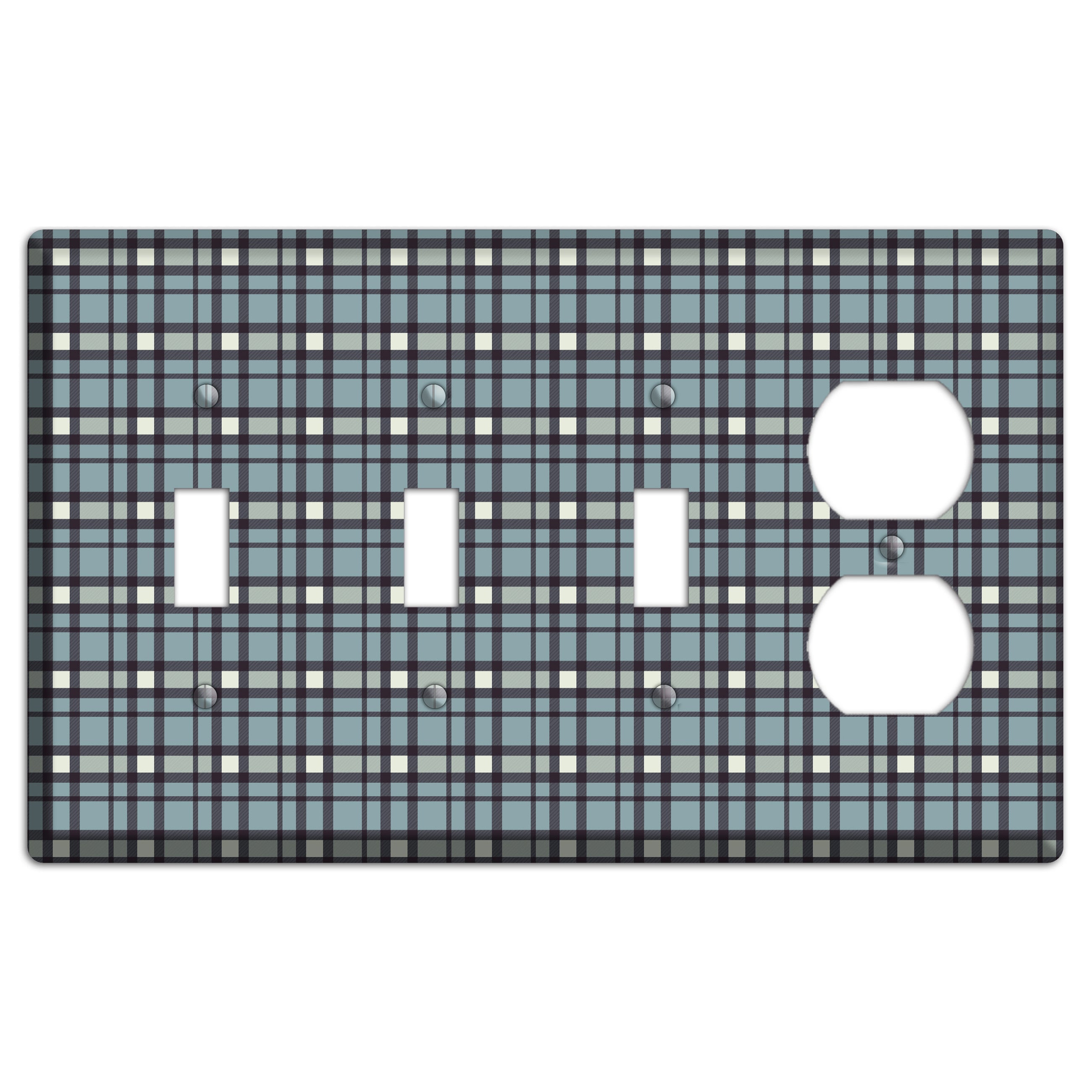 Dusty Blue Plaid 3 Toggle / Duplex Wallplate