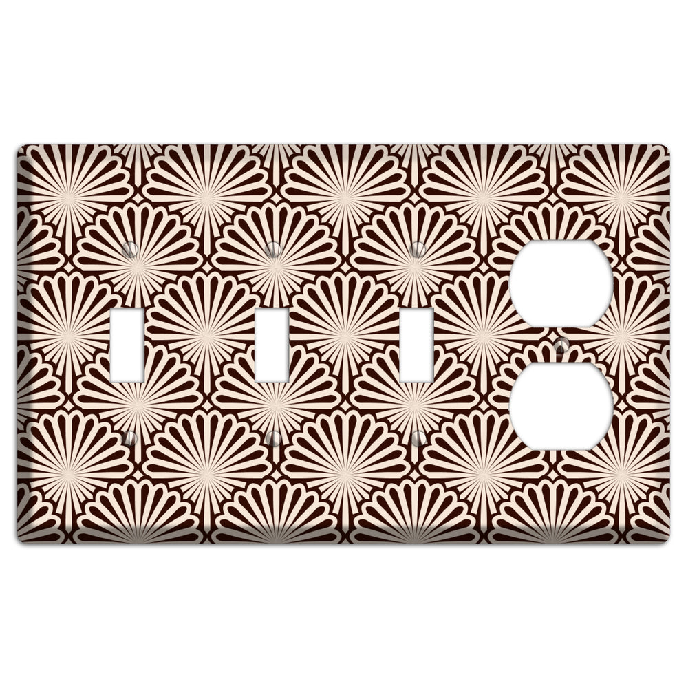 Black and White Deco Scallop Fans 3 Toggle / Duplex Wallplate