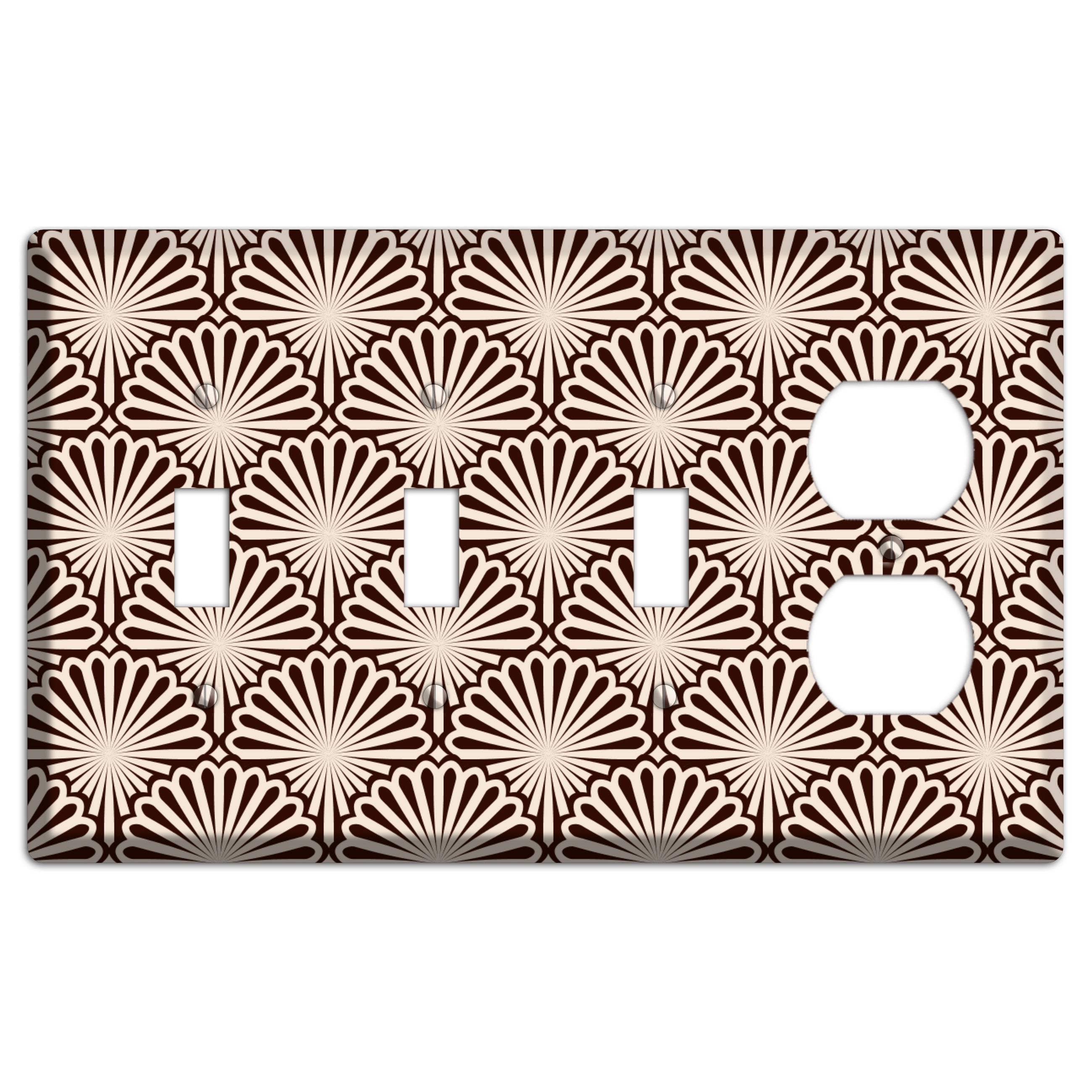 Black and White Deco Scallop Fans 3 Toggle / Duplex Wallplate
