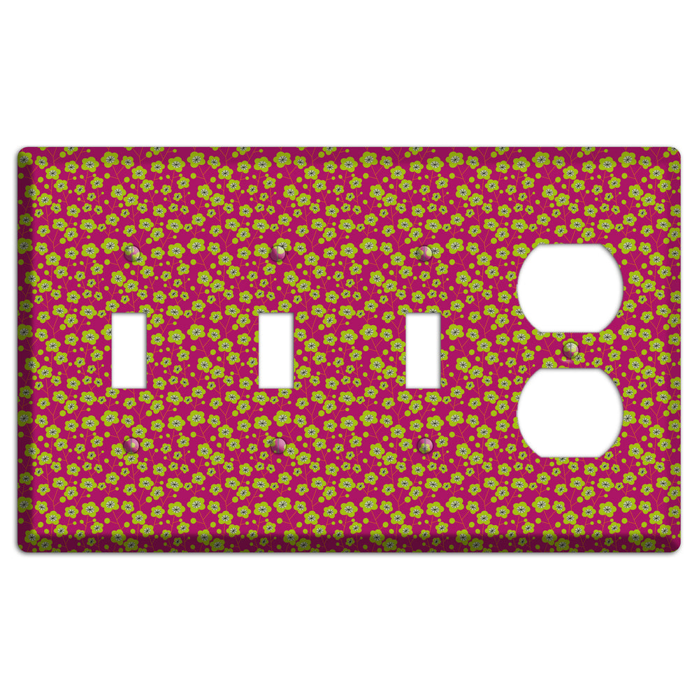 Fuschia and Yellow Calico 3 Toggle / Duplex Wallplate