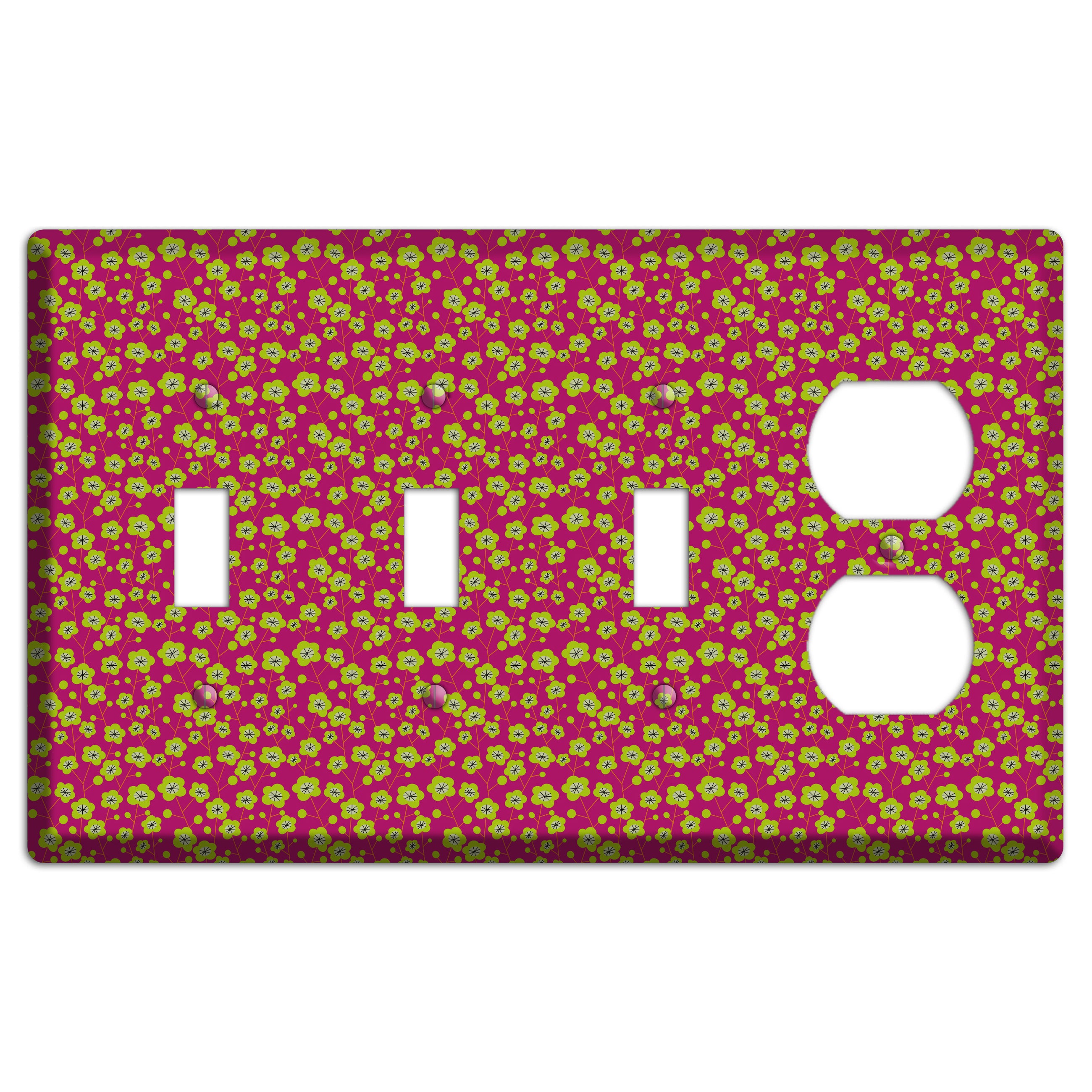 Fuschia and Yellow Calico 3 Toggle / Duplex Wallplate