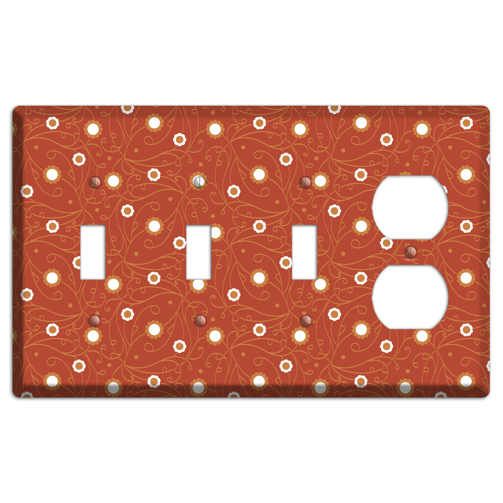 Red Vine Floral 3 Toggle / Duplex Wallplate