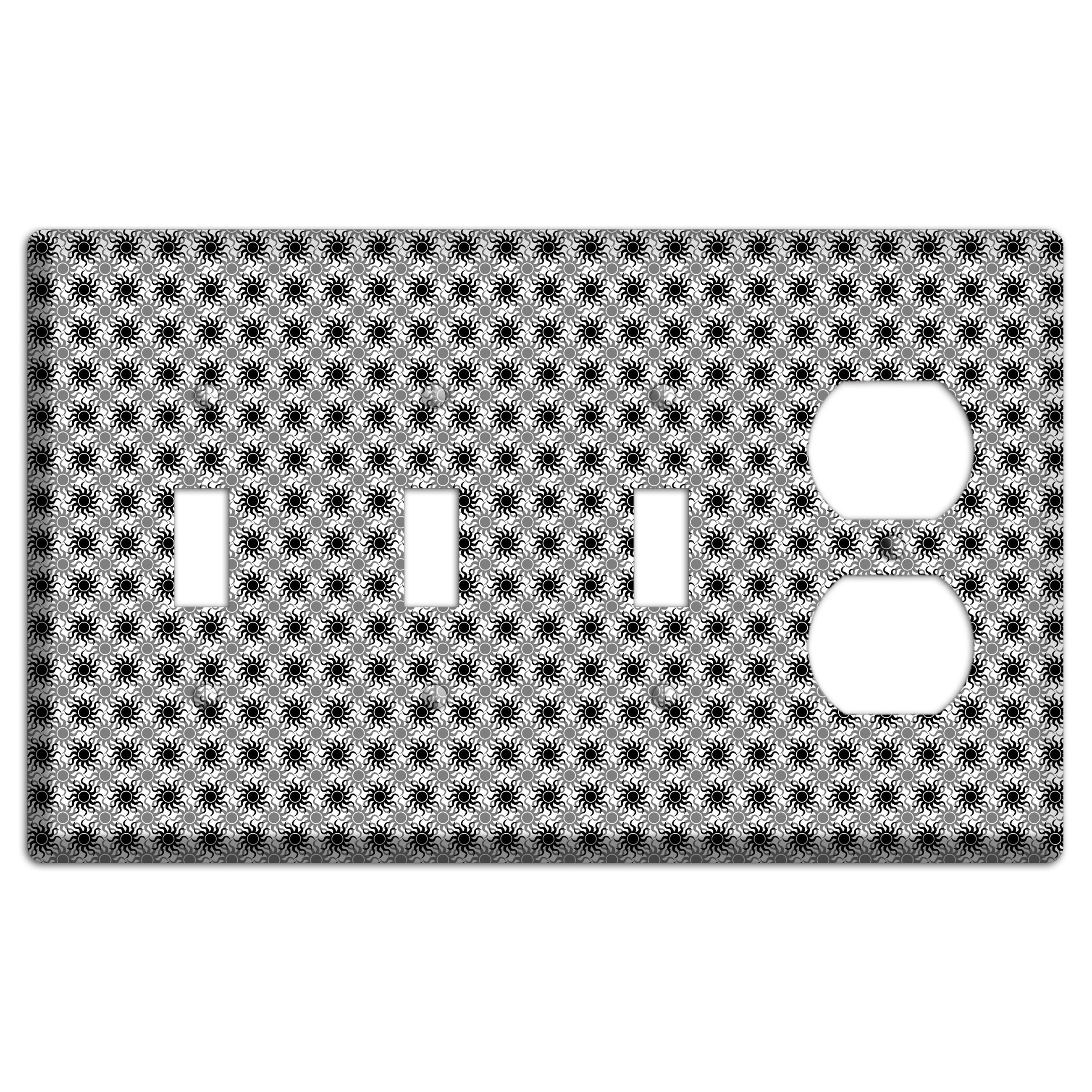 Black and Grey Sun Contour 3 Toggle / Duplex Wallplate