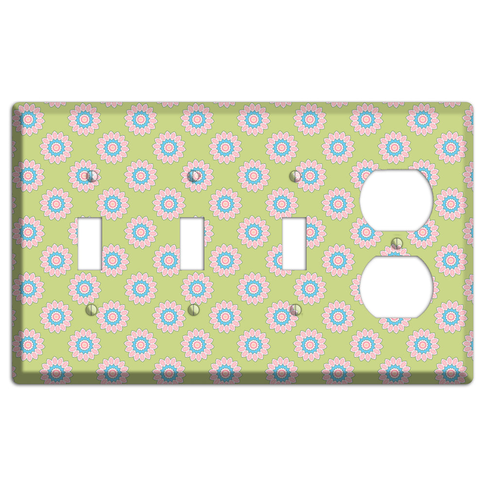 Lime with Suzani Dots 3 Toggle / Duplex Wallplate