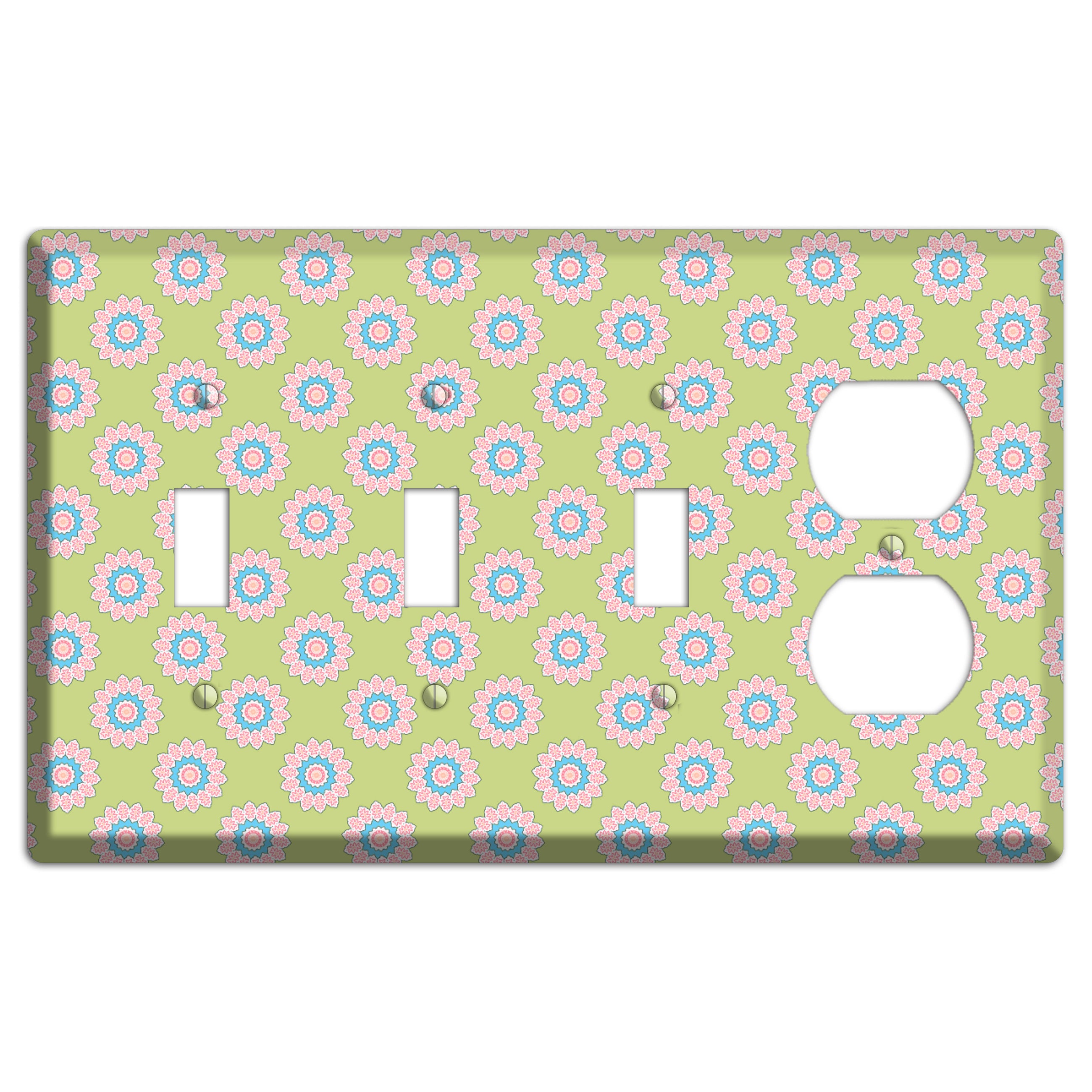 Lime with Suzani Dots 3 Toggle / Duplex Wallplate