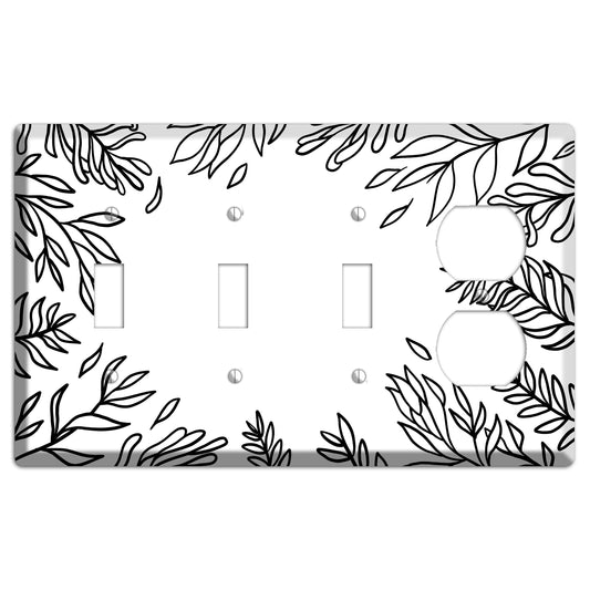Hand-Drawn Leaves 8 3 Toggle / Duplex Wallplate