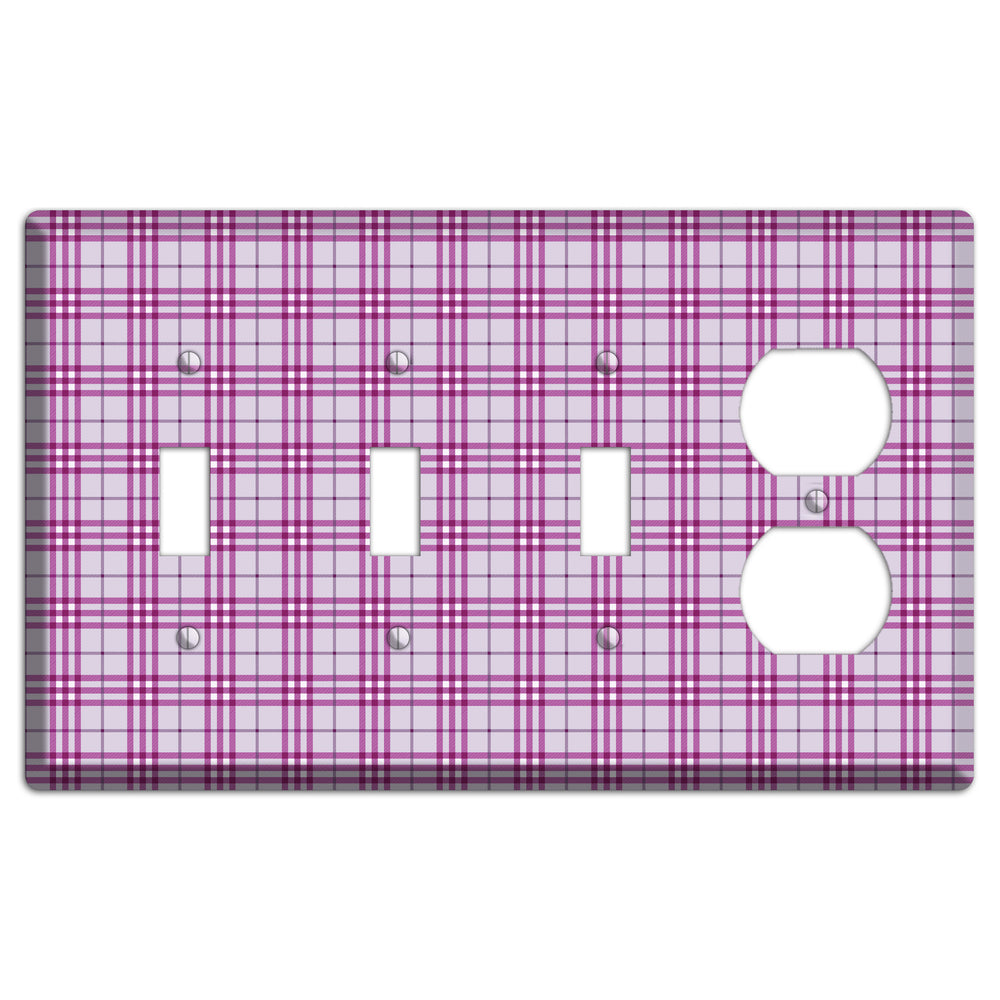 Purple Plaid 3 Toggle / Duplex Wallplate