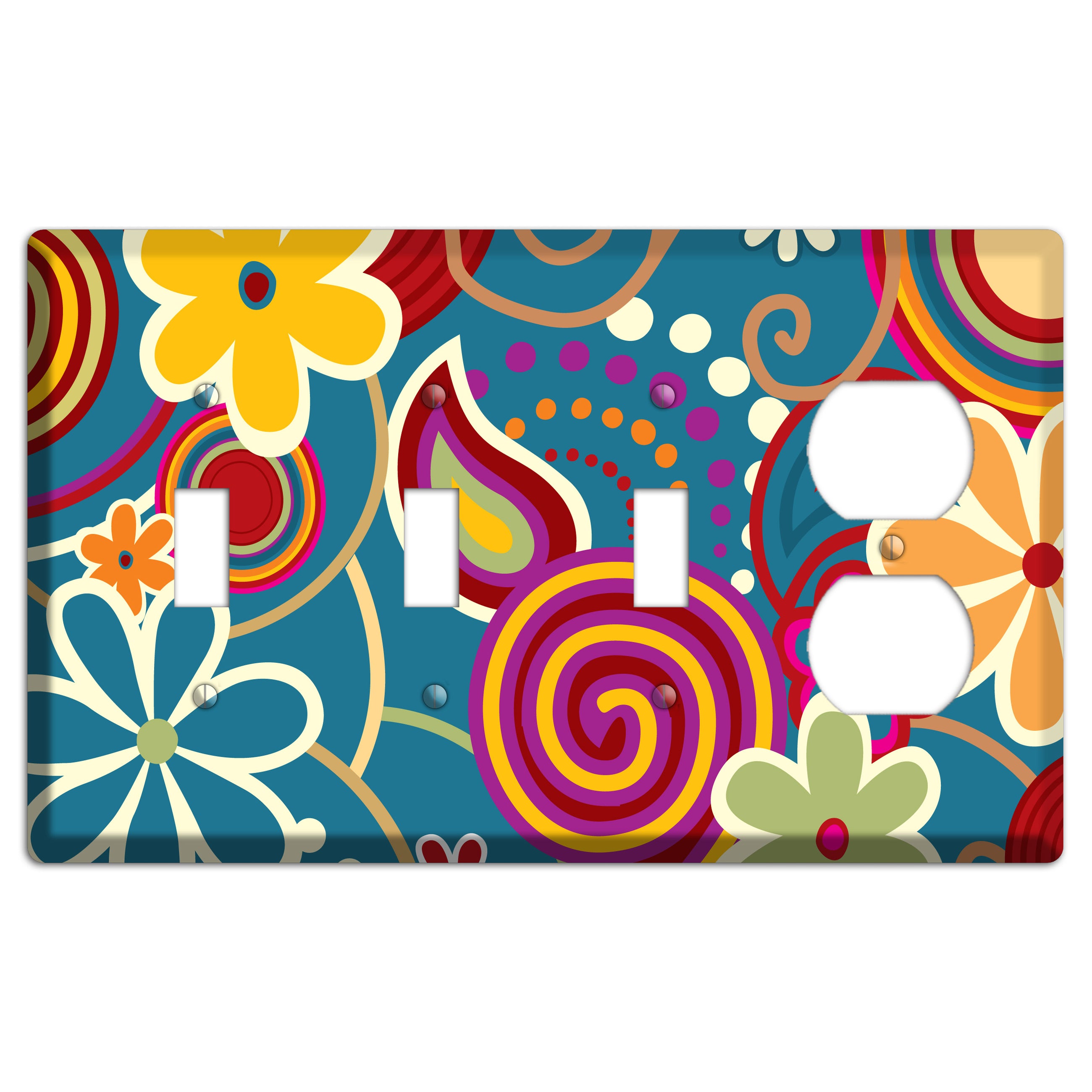 Bold Blue Flowers 3 Toggle / Duplex Wallplate