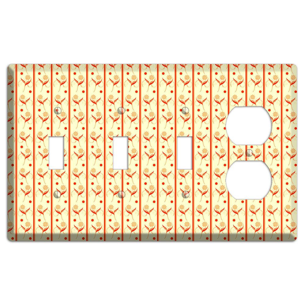 Yellow Floral Pattern 3 Toggle / Duplex Wallplate