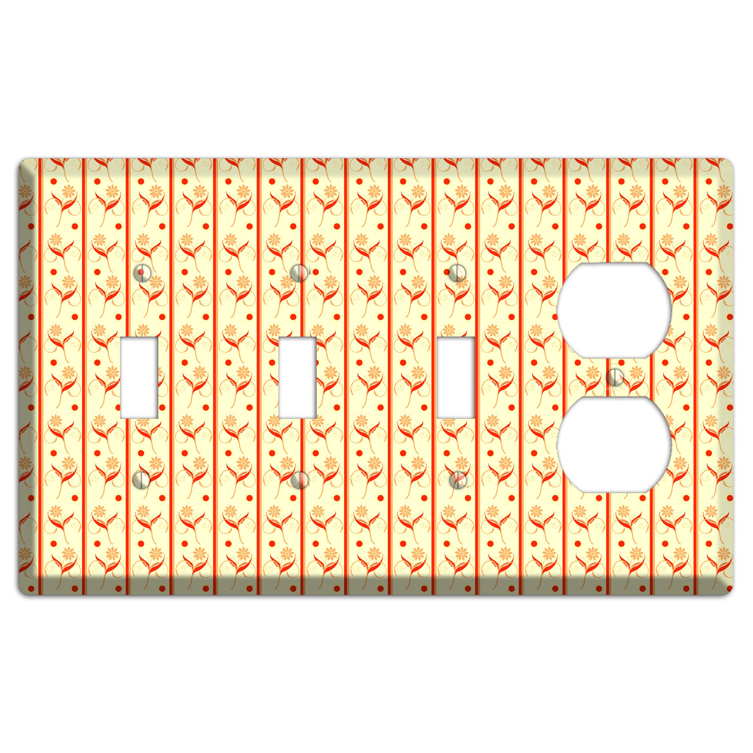 Yellow Floral Pattern 3 Toggle / Duplex Wallplate