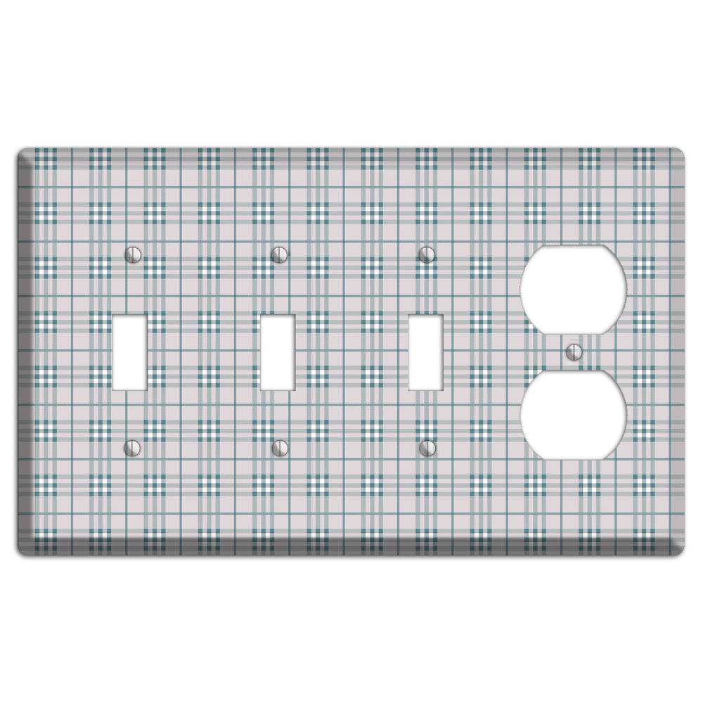 Multi Grey Plaid 3 Toggle / Duplex Wallplate