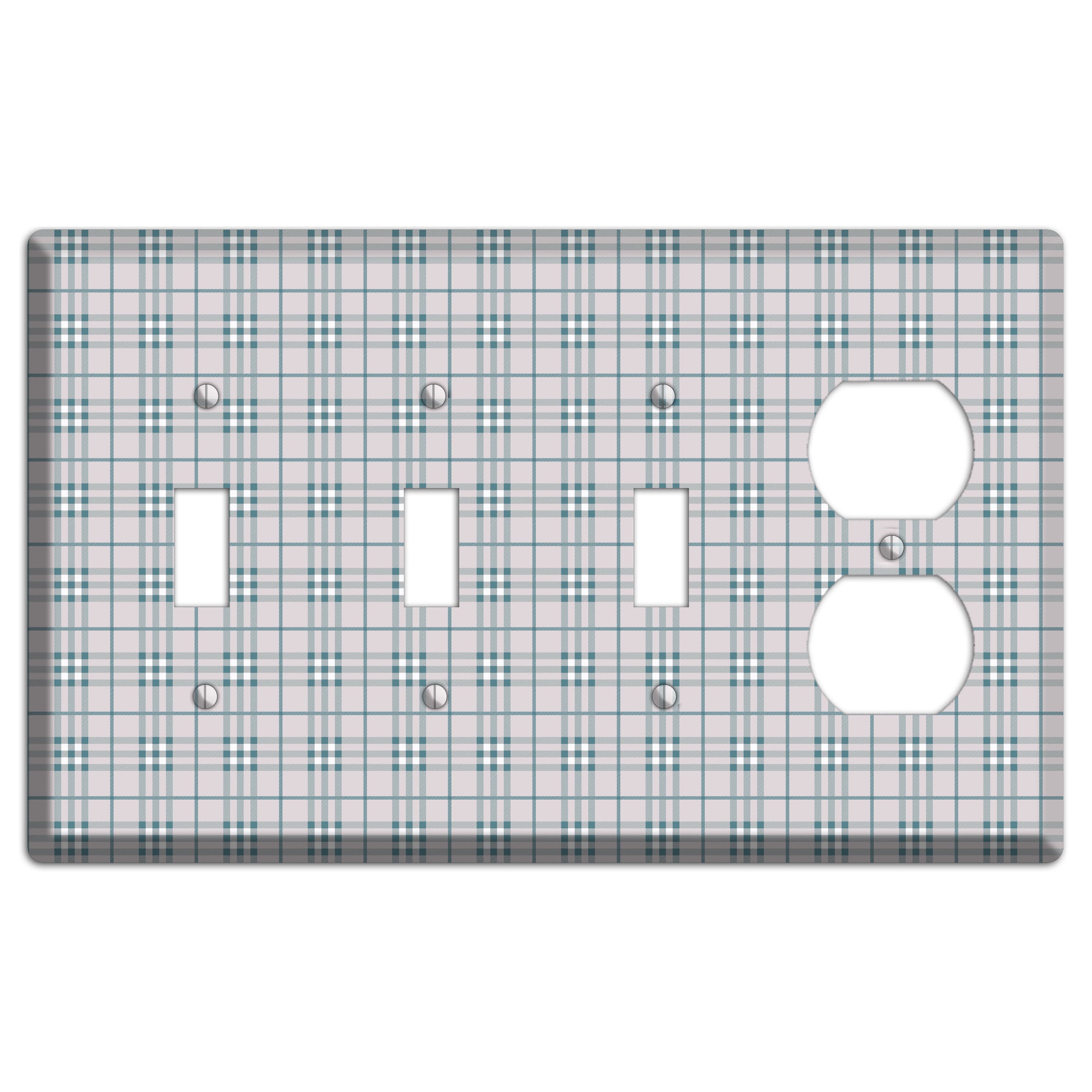 Multi Grey Plaid 3 Toggle / Duplex Wallplate