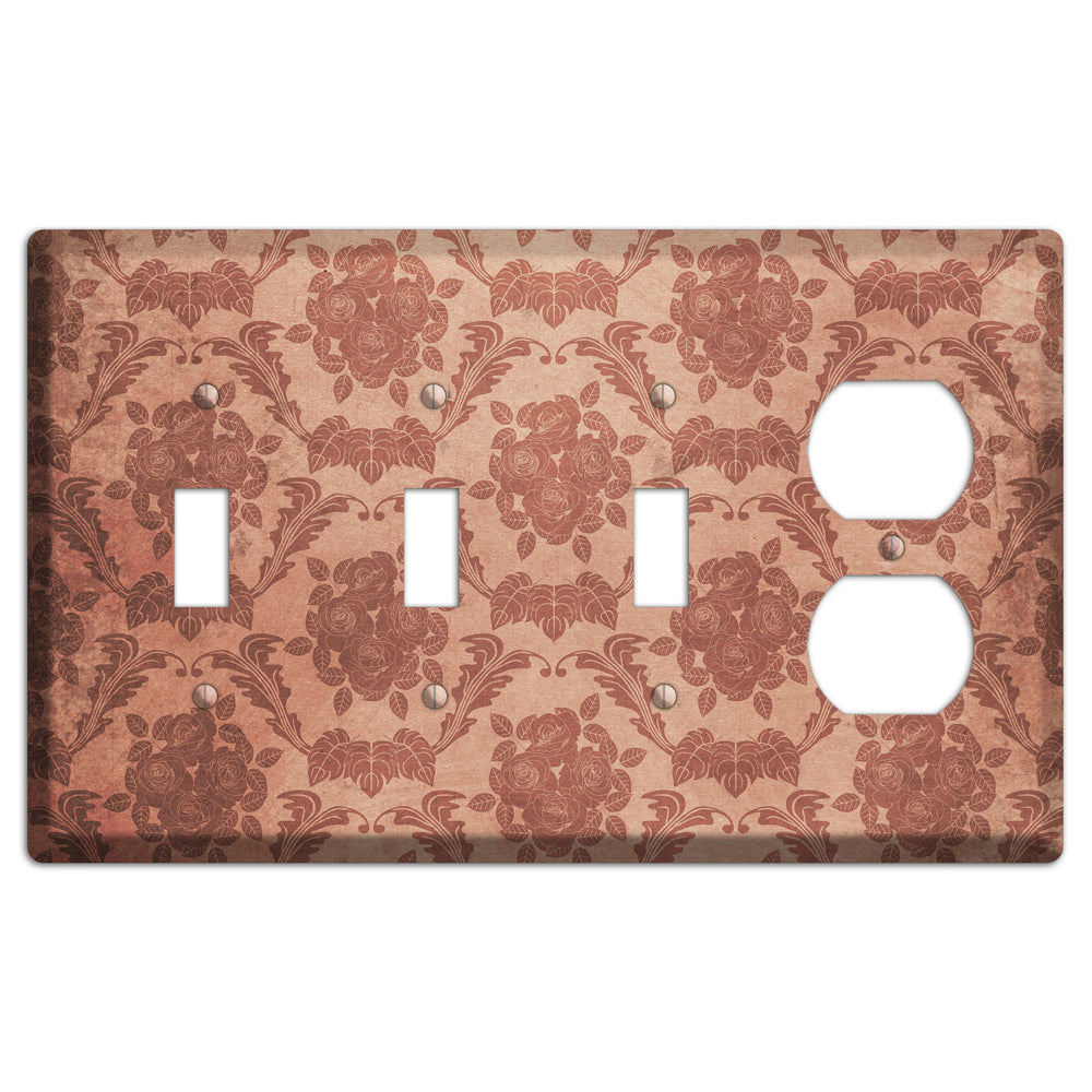 Old Rose Vintage Rose Damask 3 Toggle / Duplex Wallplate