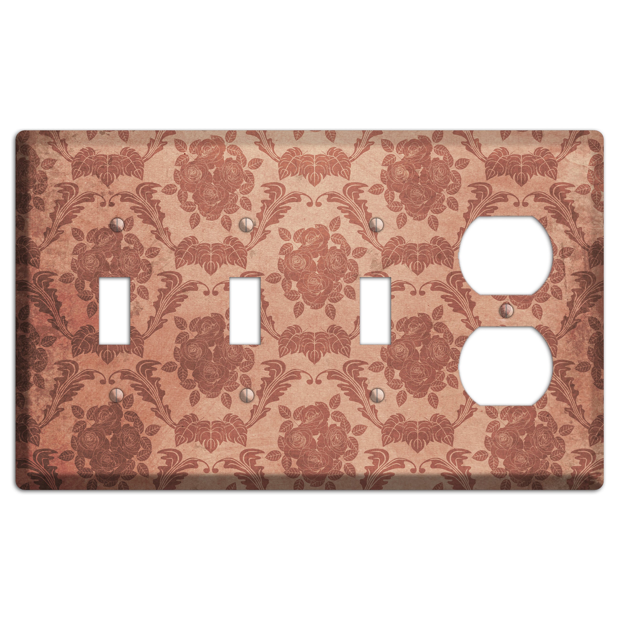 Old Rose Vintage Rose Damask 3 Toggle / Duplex Wallplate