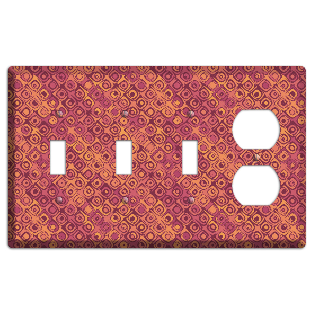 Coral Grunge Retro Circles 3 Toggle / Duplex Wallplate