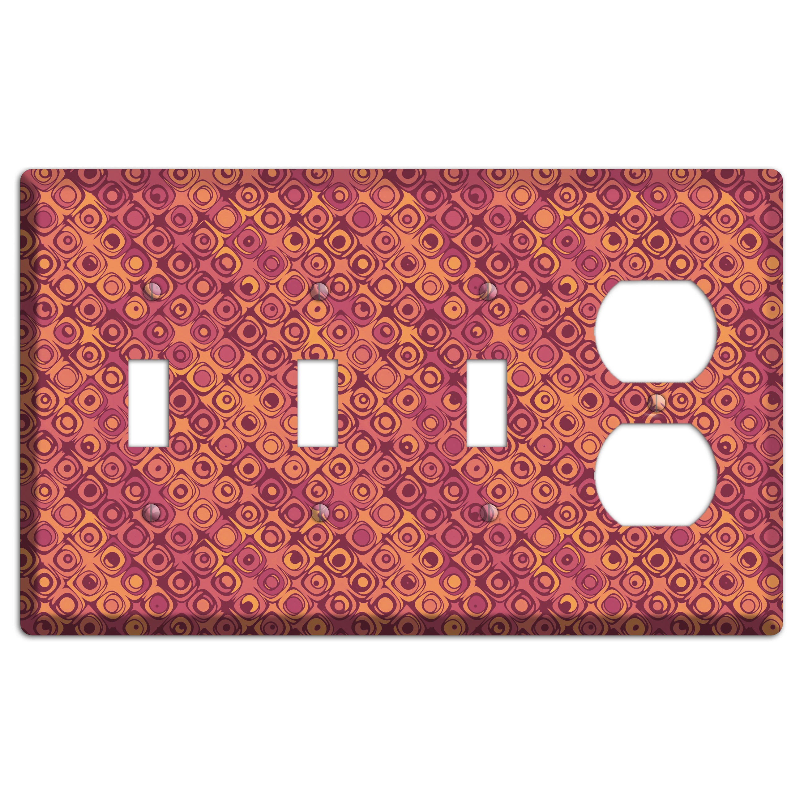 Coral Grunge Retro Circles 3 Toggle / Duplex Wallplate