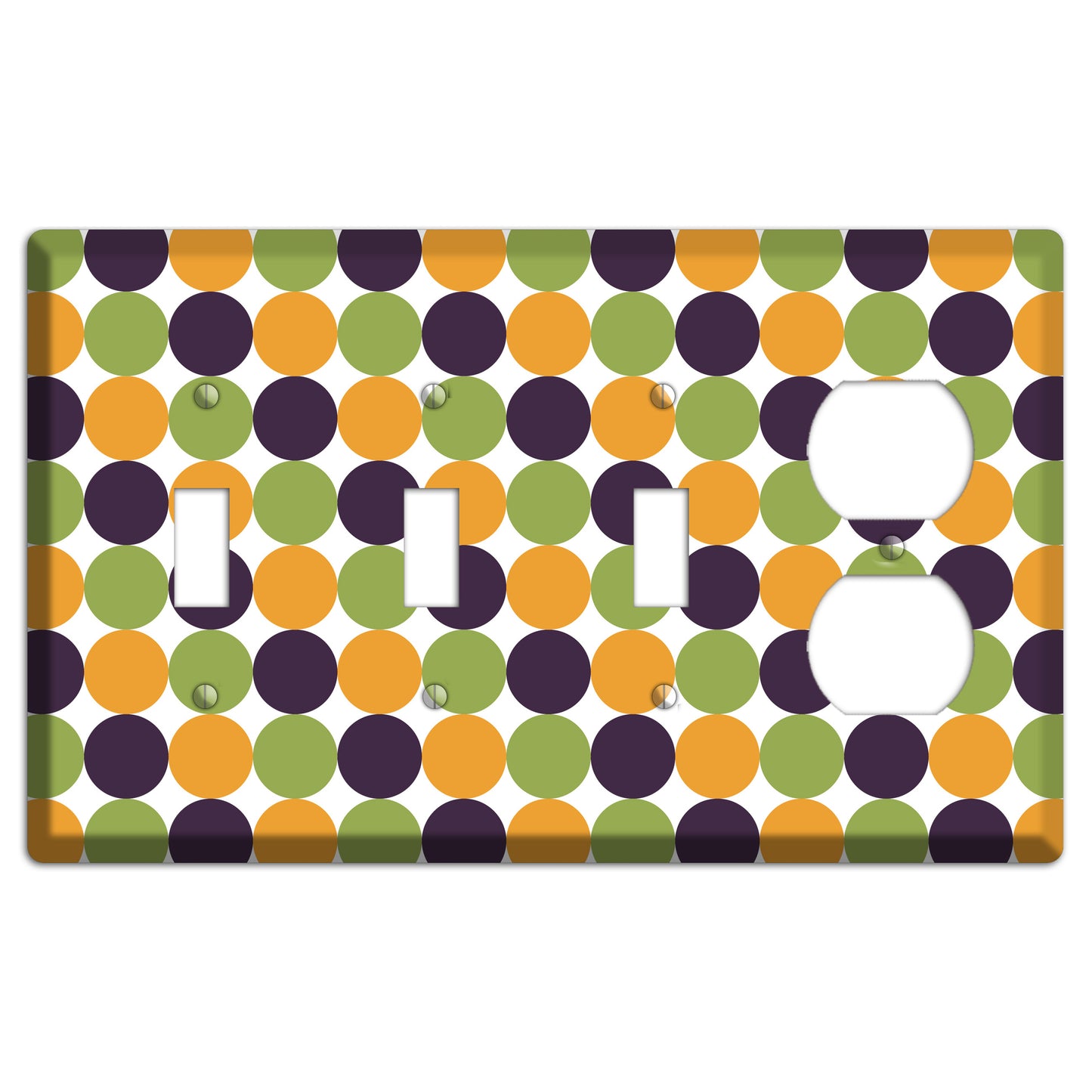 Olive Eggplant Orange Tiled Dots 3 Toggle / Duplex Wallplate