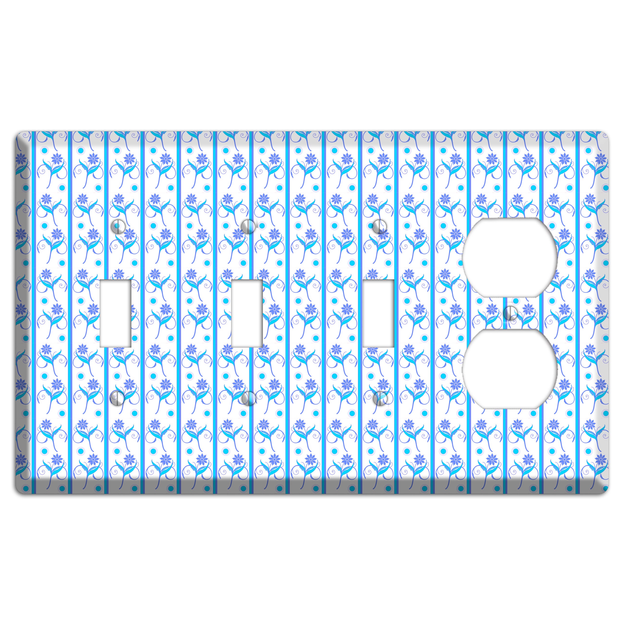 Blue Floral Pattern 3 Toggle / Duplex Wallplate
