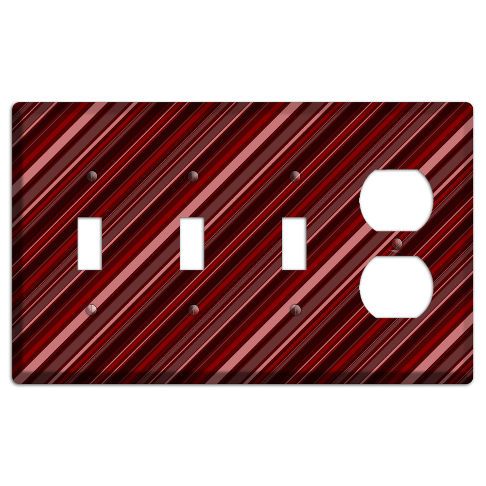 Burgundy Multi Angled Stripes 2 3 Toggle / Duplex Wallplate