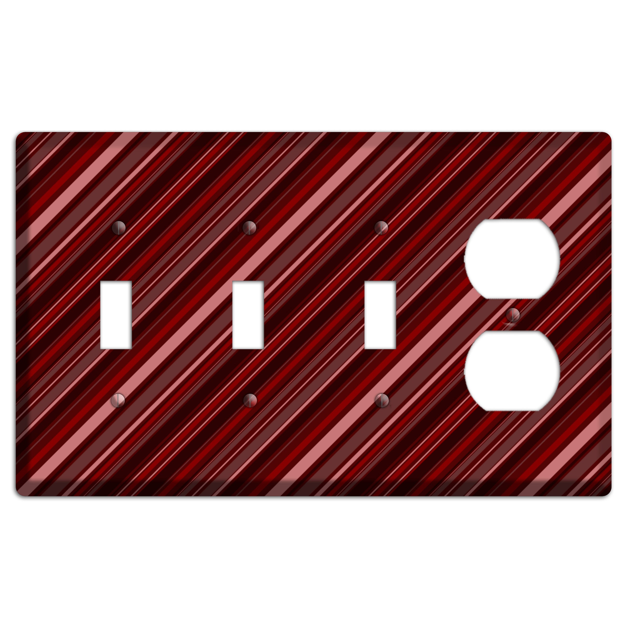 Burgundy Multi Angled Stripes 2 3 Toggle / Duplex Wallplate