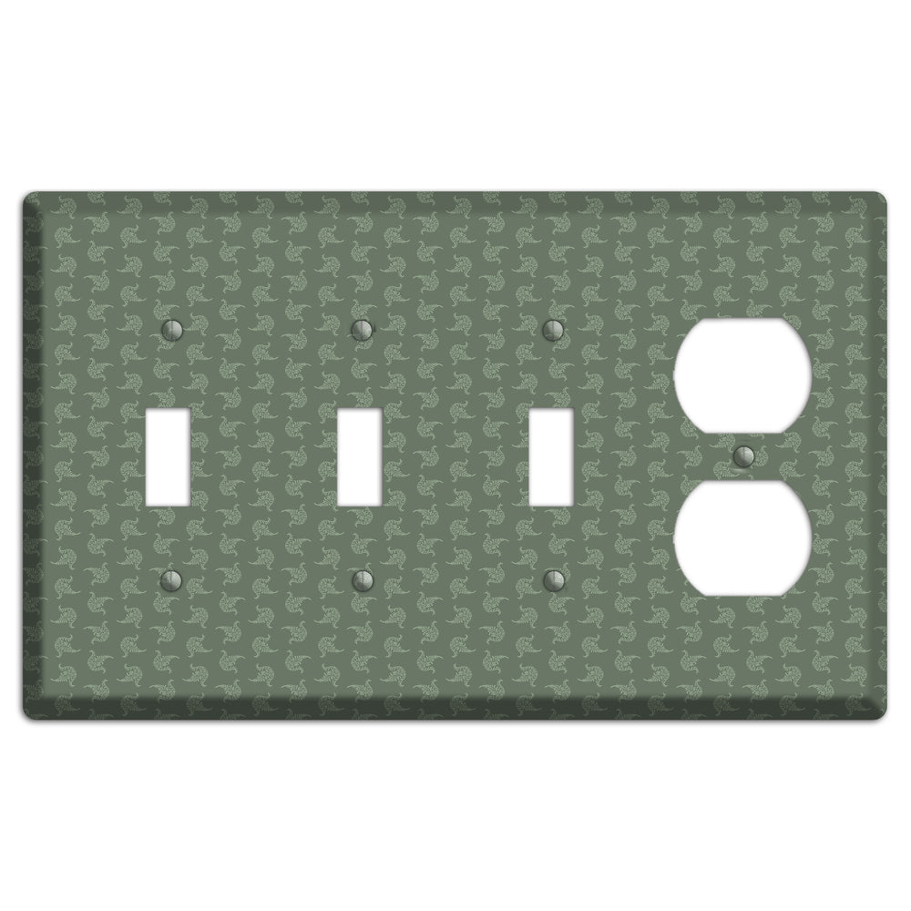 Moss Tiny Trefoil Cartouche 3 Toggle / Duplex Wallplate