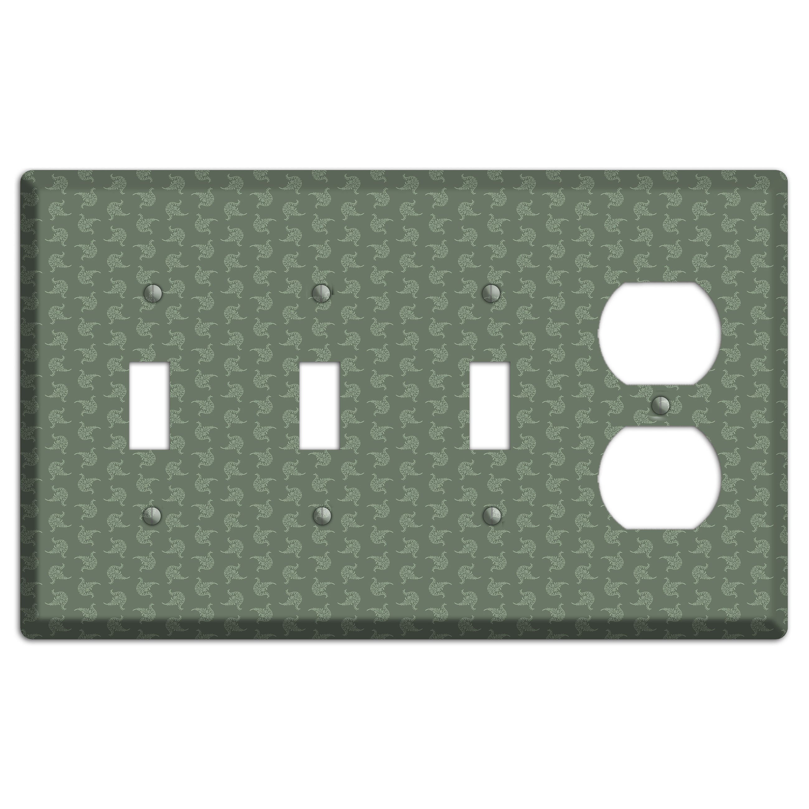 Moss Tiny Trefoil Cartouche 3 Toggle / Duplex Wallplate