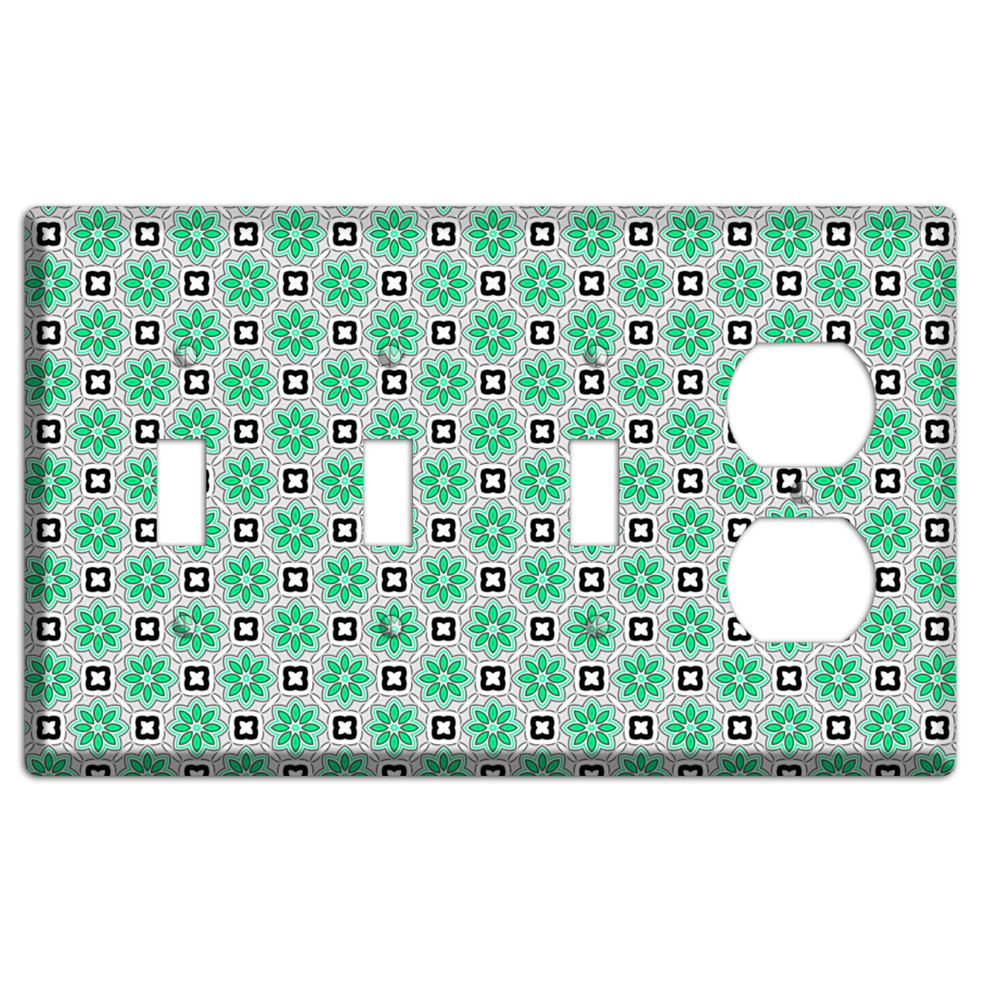 Green and Black Foulard 3 Toggle / Duplex Wallplate