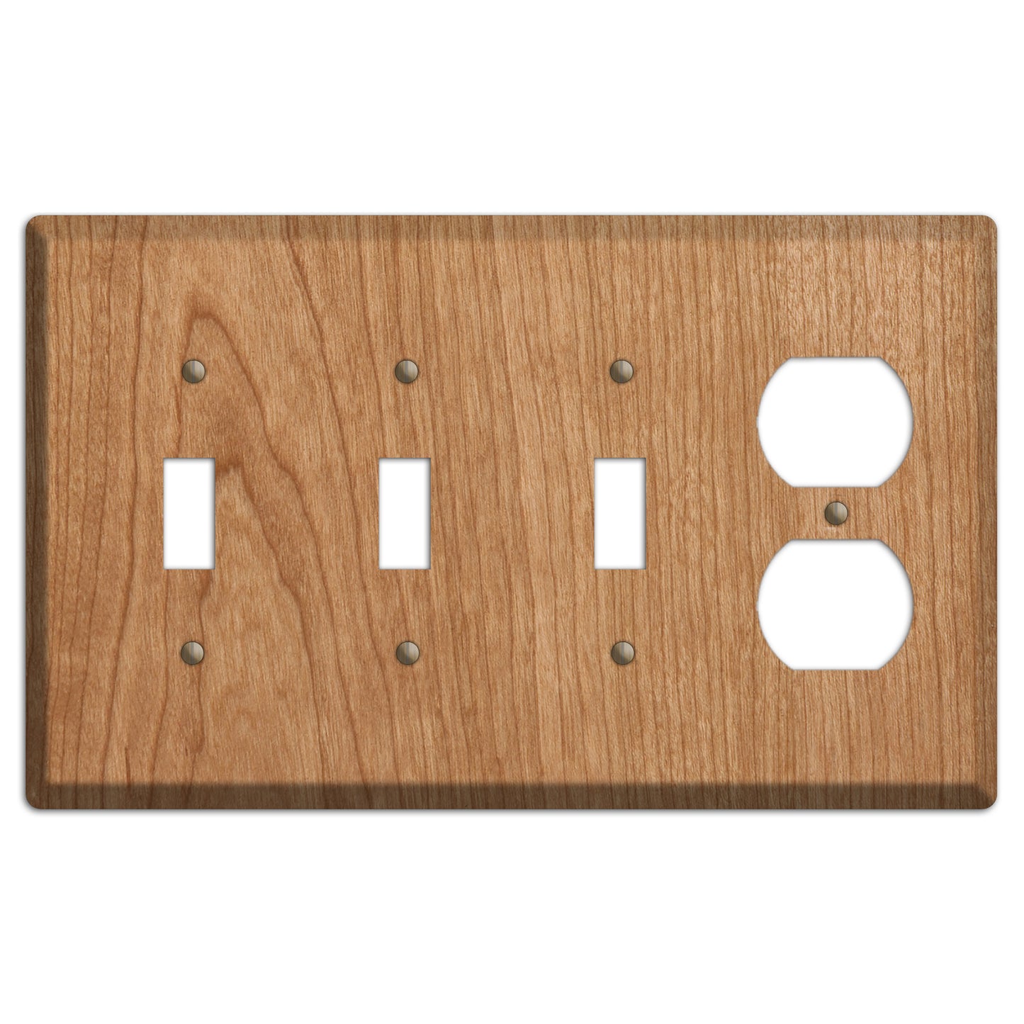 Unfinished Cherry Wood 3 Toggle / Duplex Outlet Cover Plate