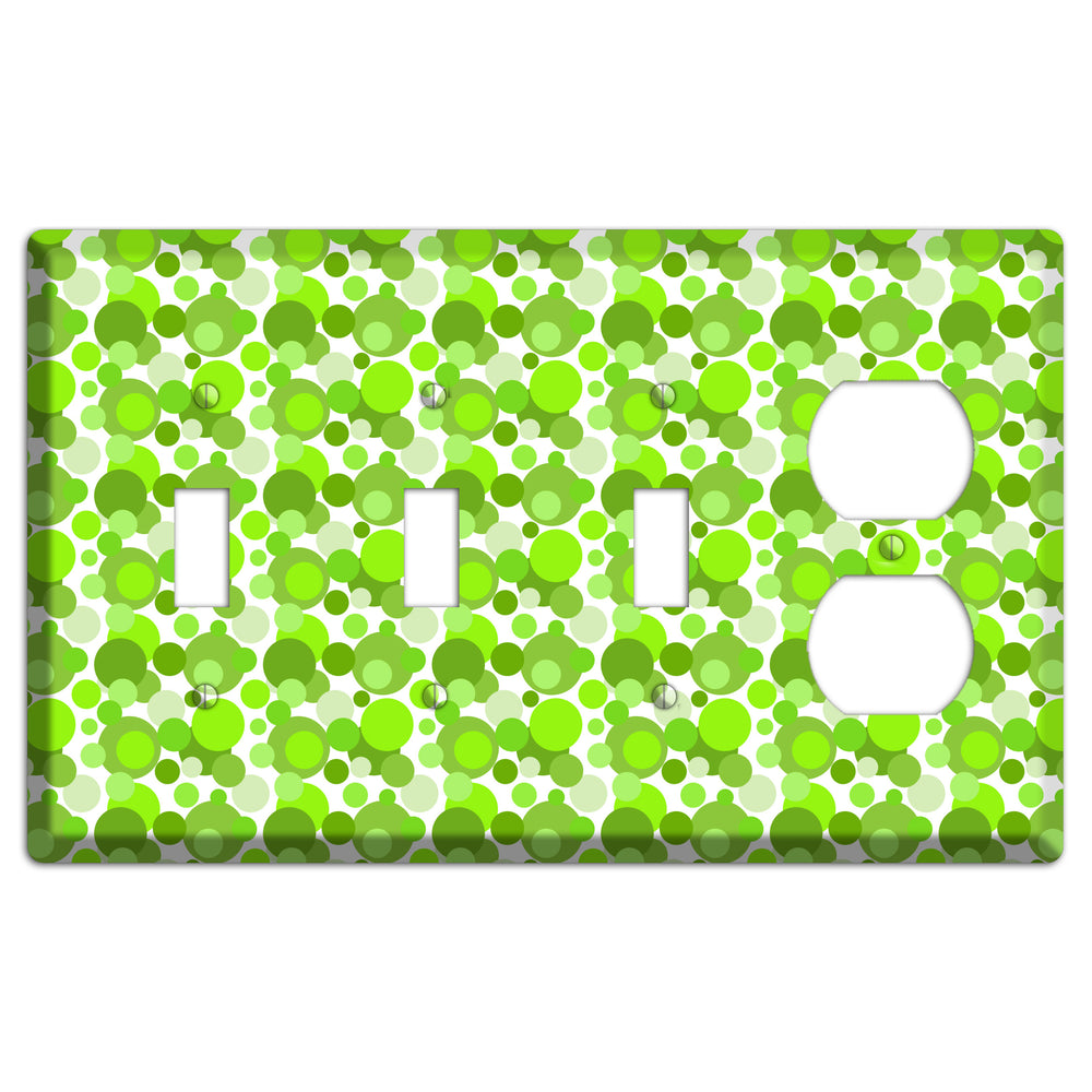 Multi Green Bubble Dots 3 Toggle / Duplex Wallplate