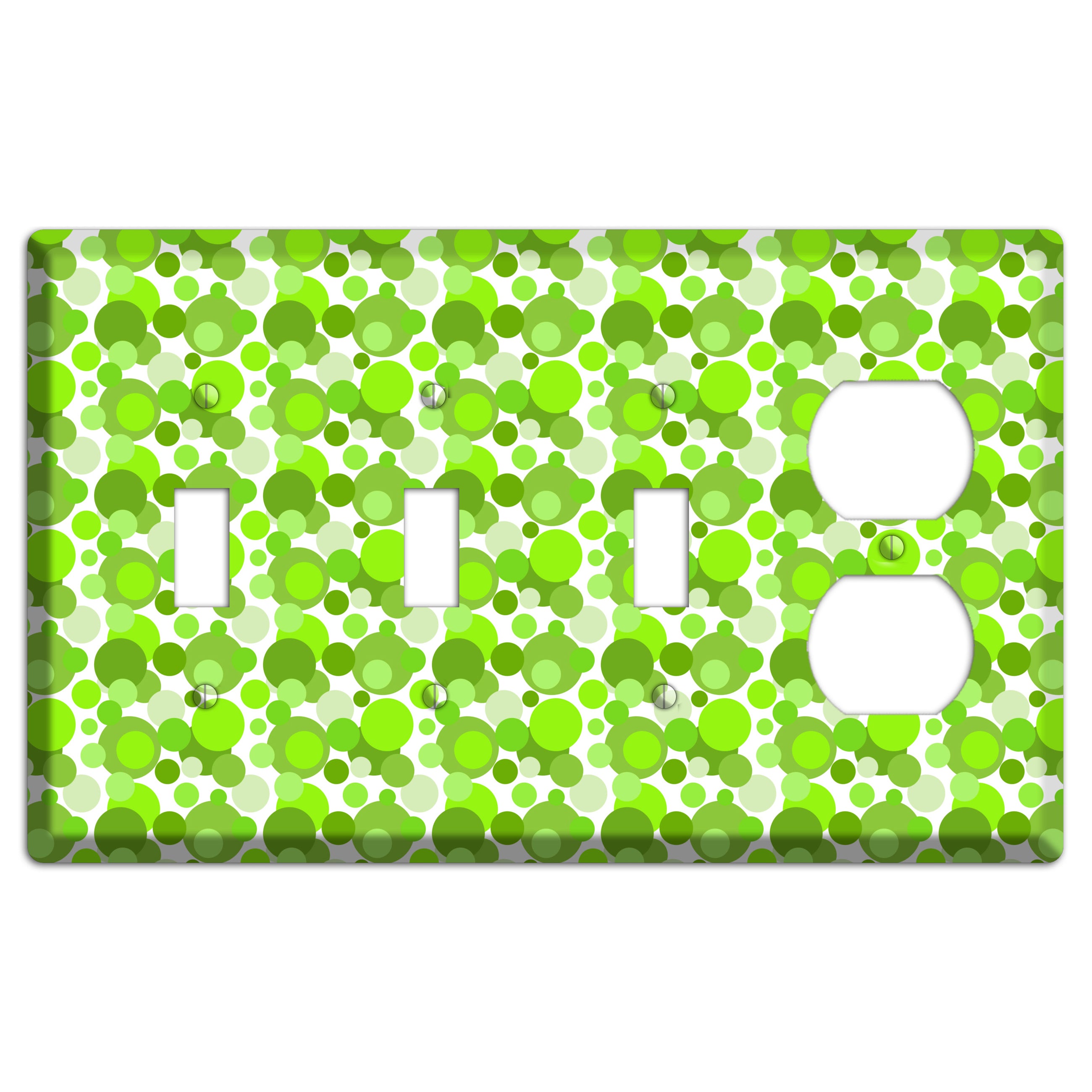 Multi Green Bubble Dots 3 Toggle / Duplex Wallplate
