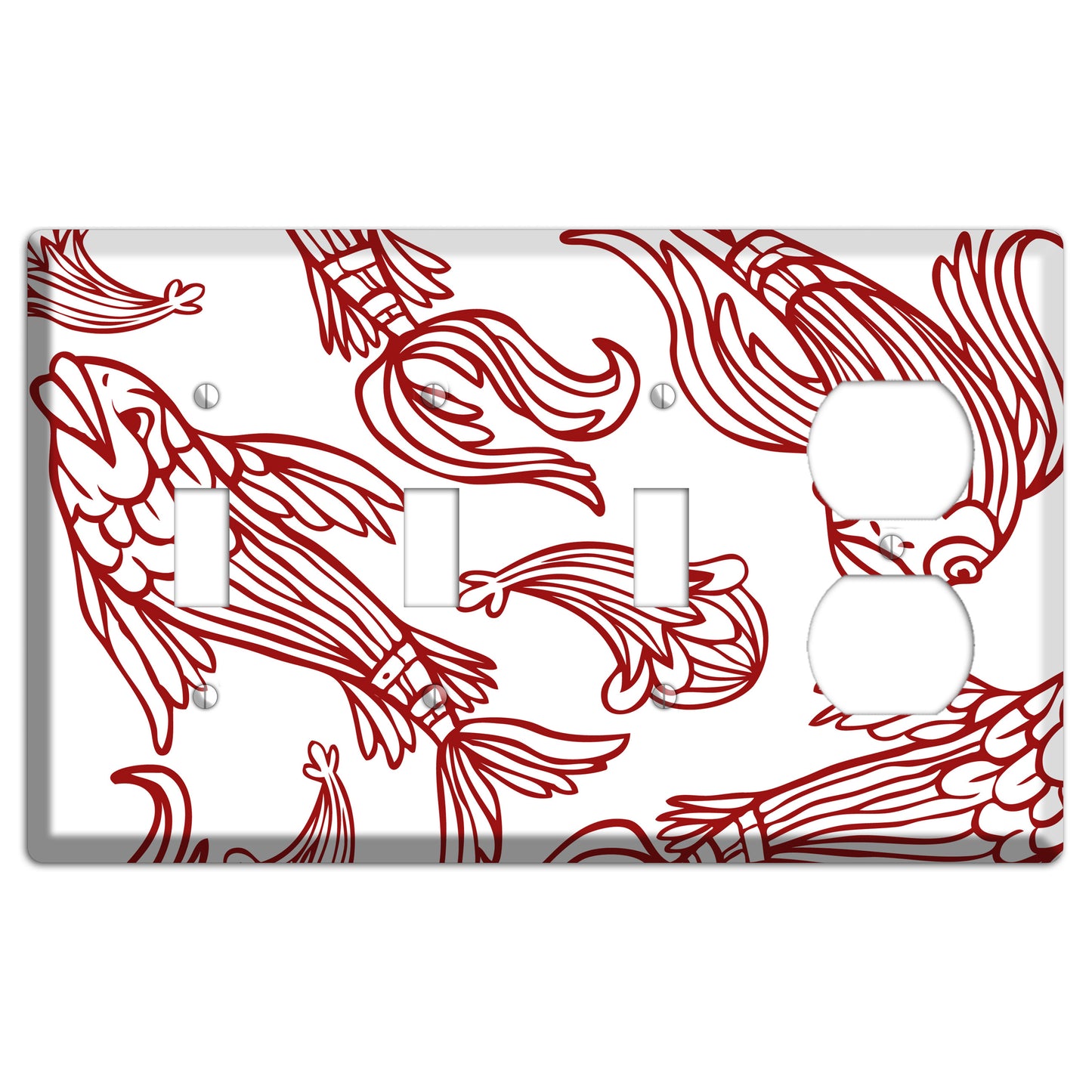 Red and White Koi 3 Toggle / Duplex Wallplate