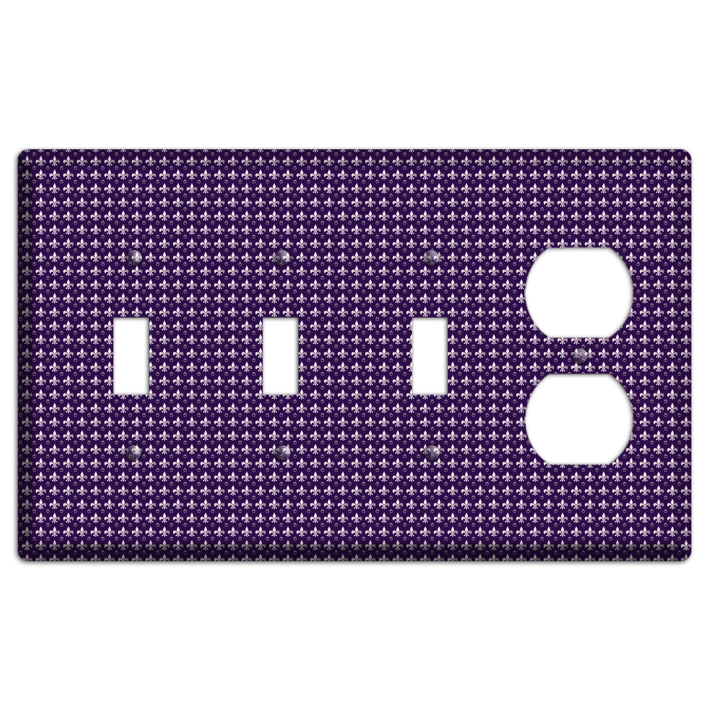 Purple Fleur de Lis 3 Toggle / Duplex Wallplate