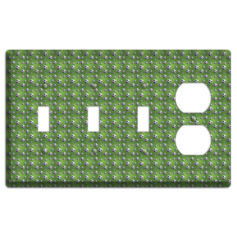 Green with Soccer Balls 3 Toggle / Duplex Wallplate