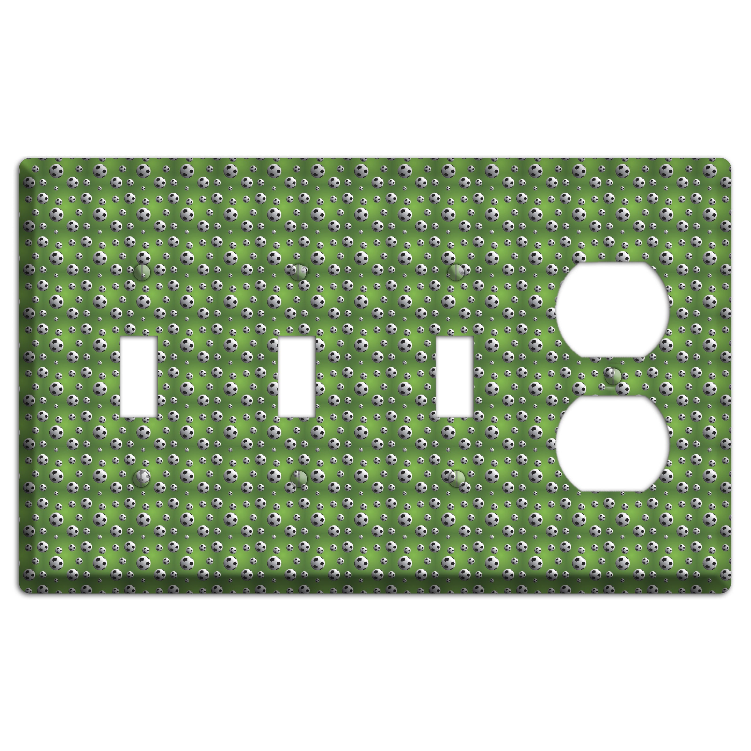 Green with Soccer Balls 3 Toggle / Duplex Wallplate