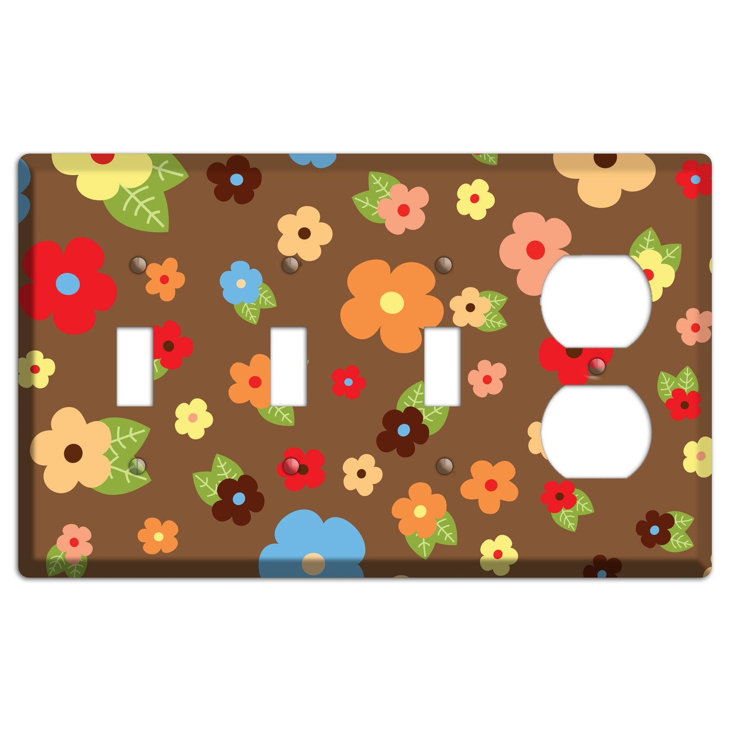 Brown Delicate Flowers 3 Toggle / Duplex Wallplate