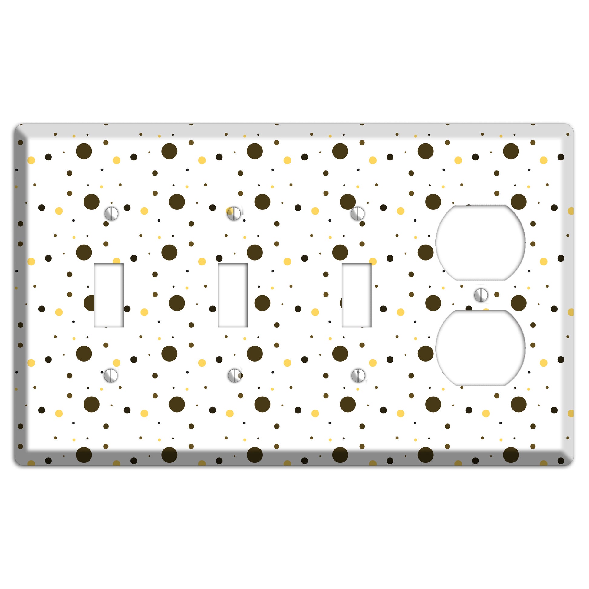 White with Black and Yellow Tiny Dots 3 Toggle / Duplex Wallplate