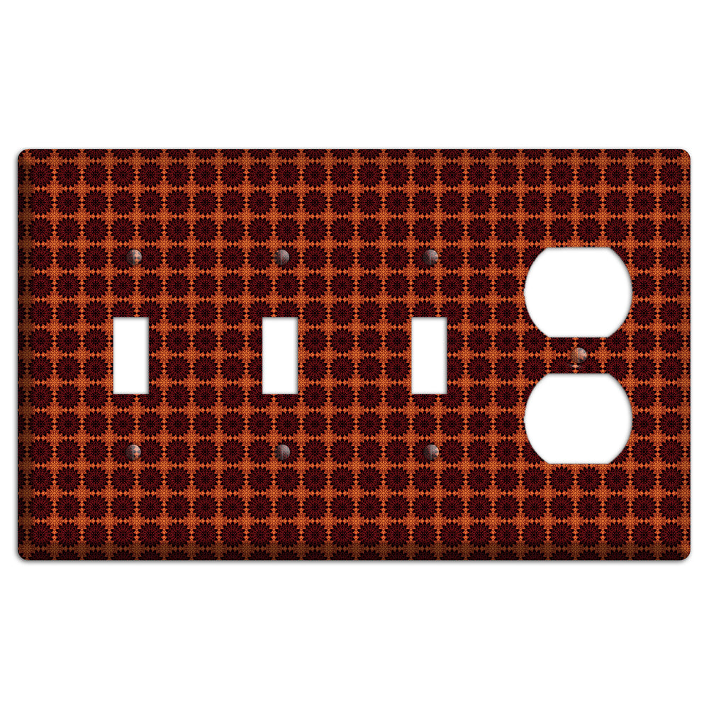 Red with Tiled Maroon Foulard 3 Toggle / Duplex Wallplate