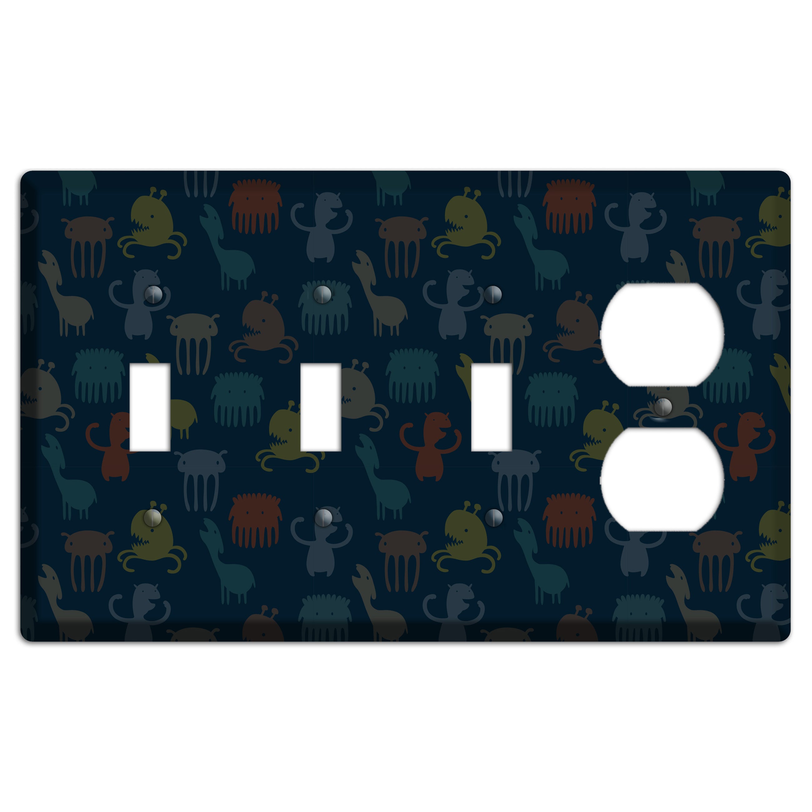Silly Monsters Black 3 Toggle / Duplex Wallplate