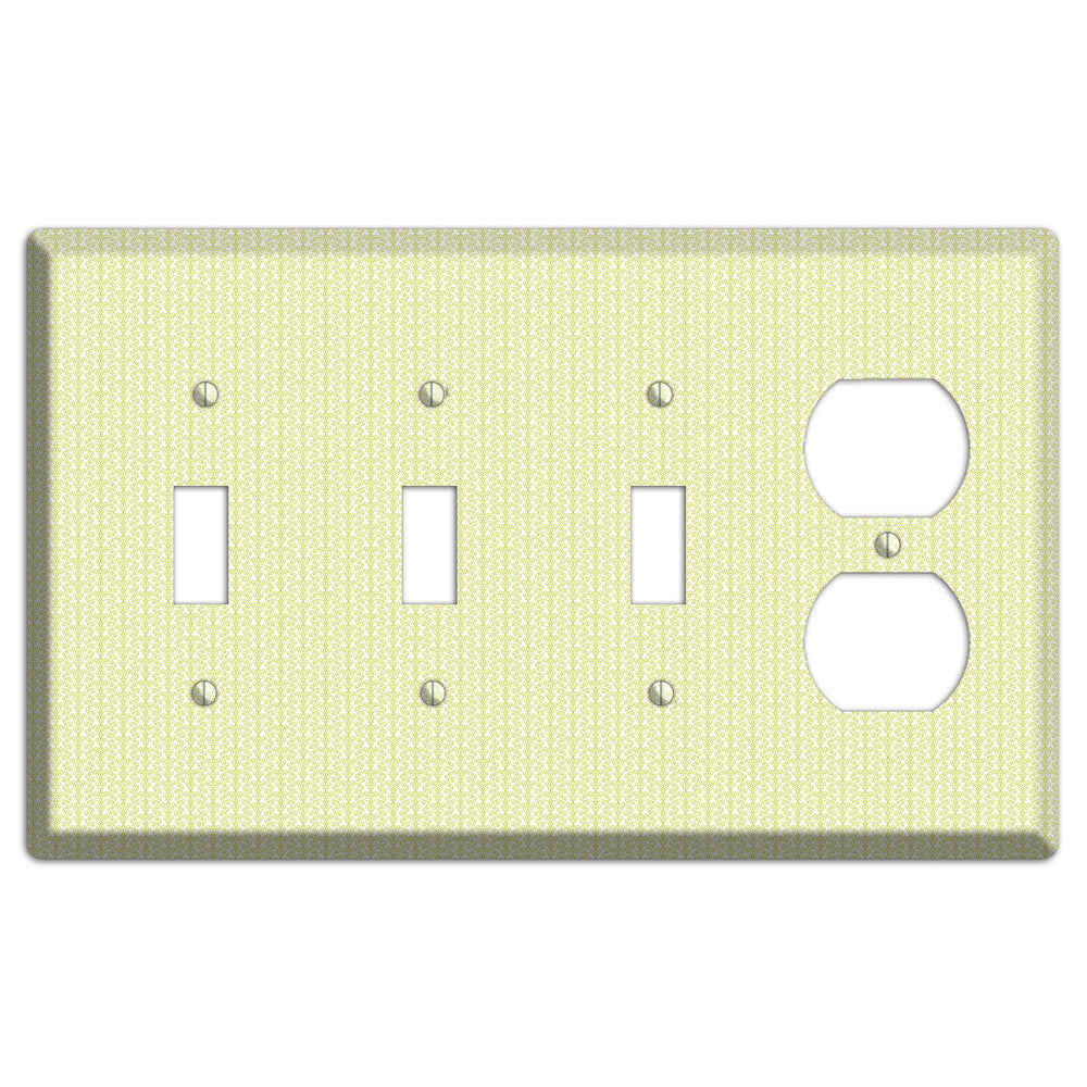 Olive Tiny Toile Half Drop 3 Toggle / Duplex Wallplate