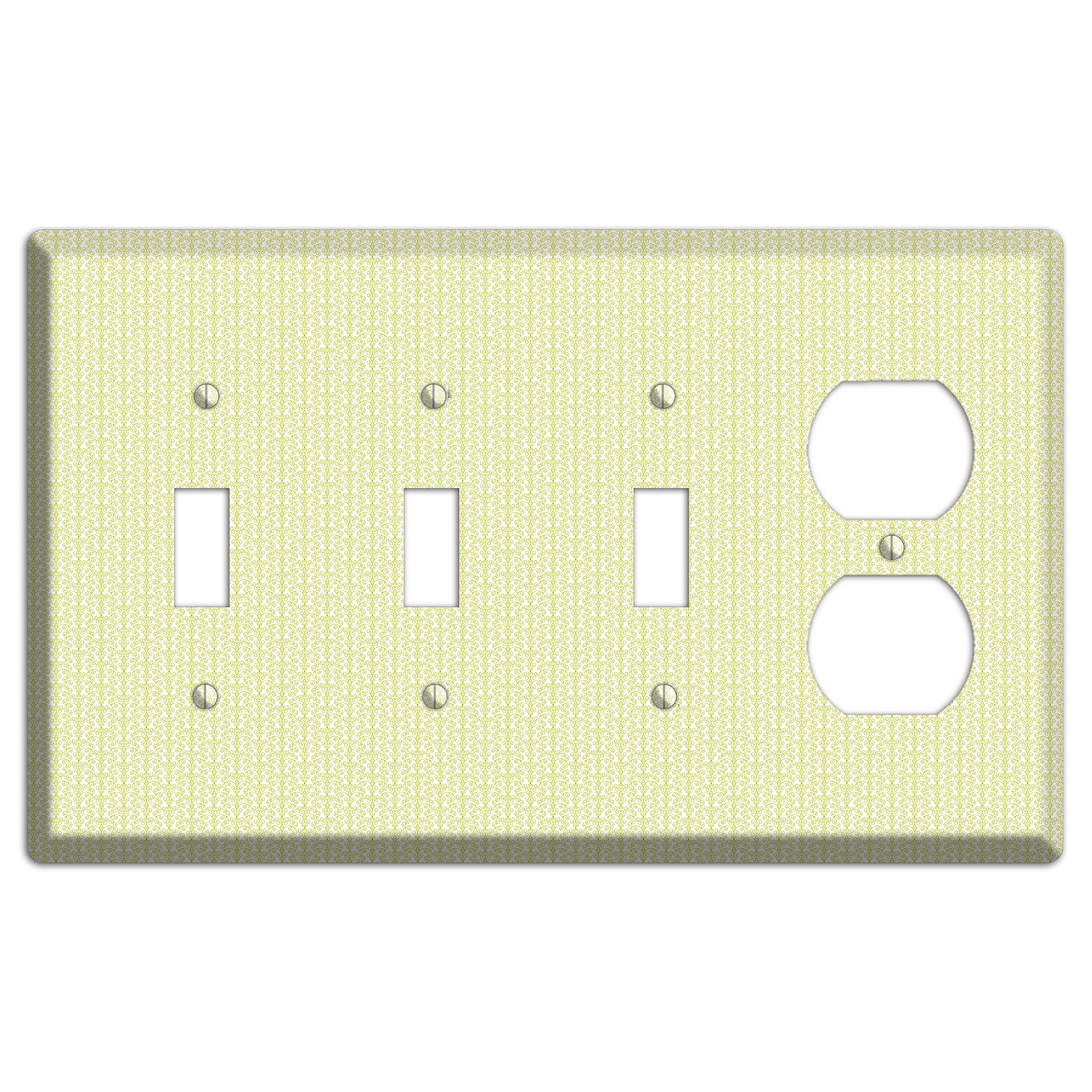 Olive Tiny Toile Half Drop 3 Toggle / Duplex Wallplate