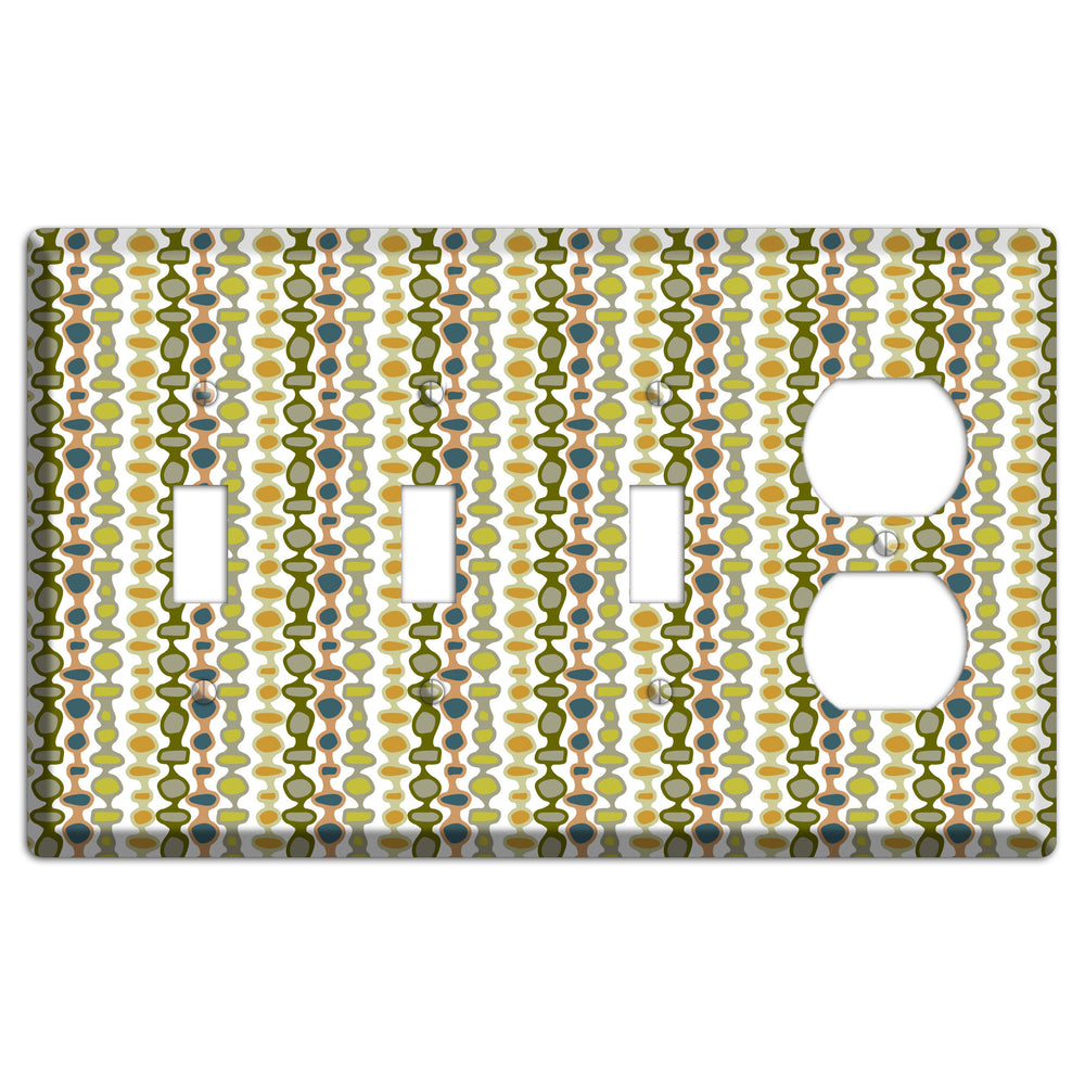 Multi Olive and Mustard Bead and Reel 2 3 Toggle / Duplex Wallplate